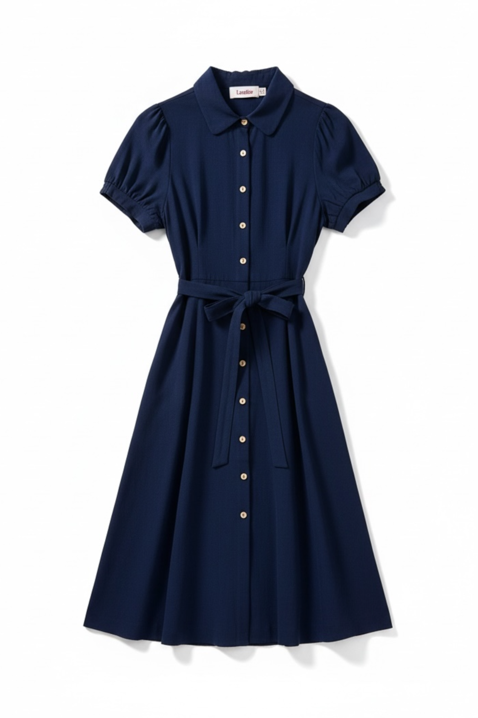 Joselyne Linen Mix Midi Shirt Dress- Navy
