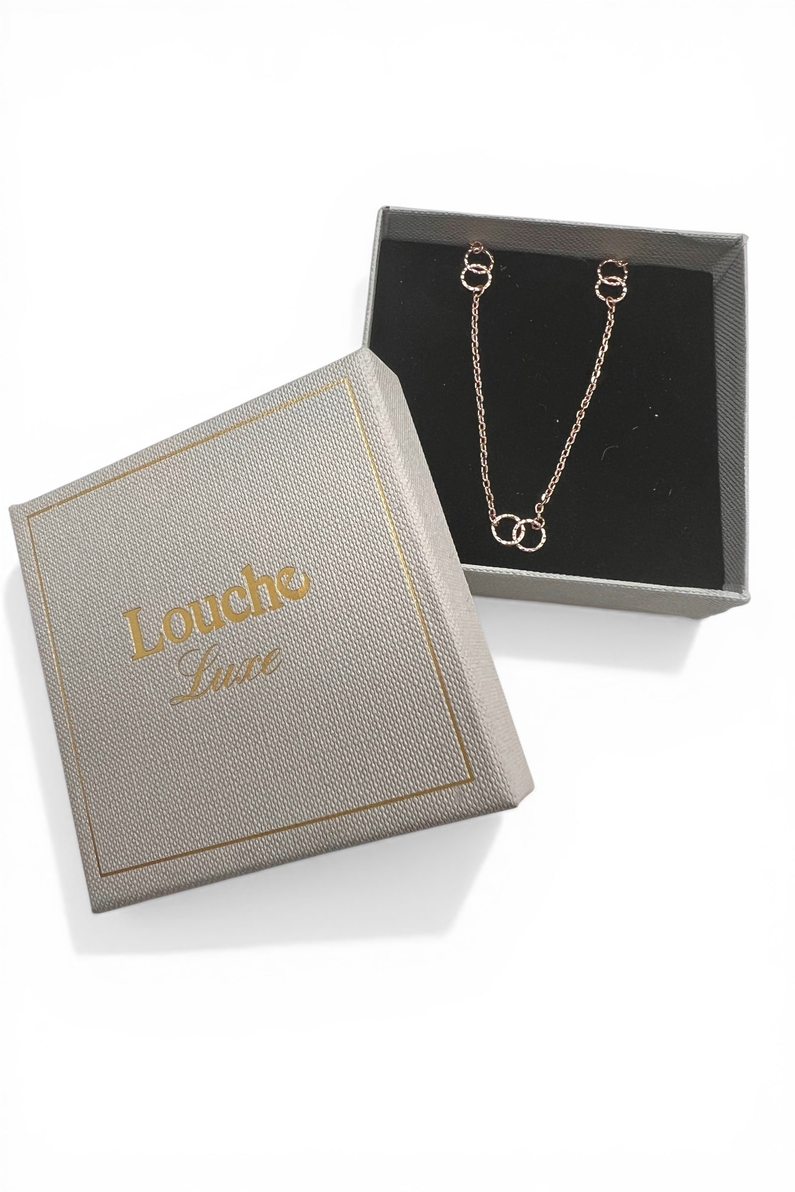 Rose Gold Interlocking Circles Necklace