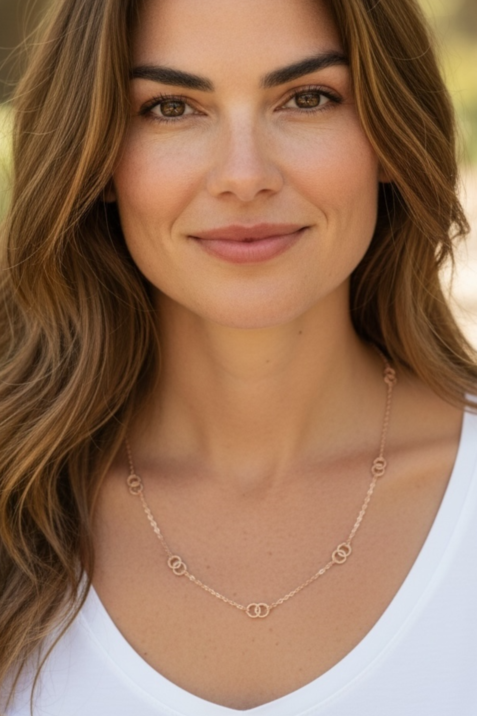 Rose Gold Interlocking Circles Necklace