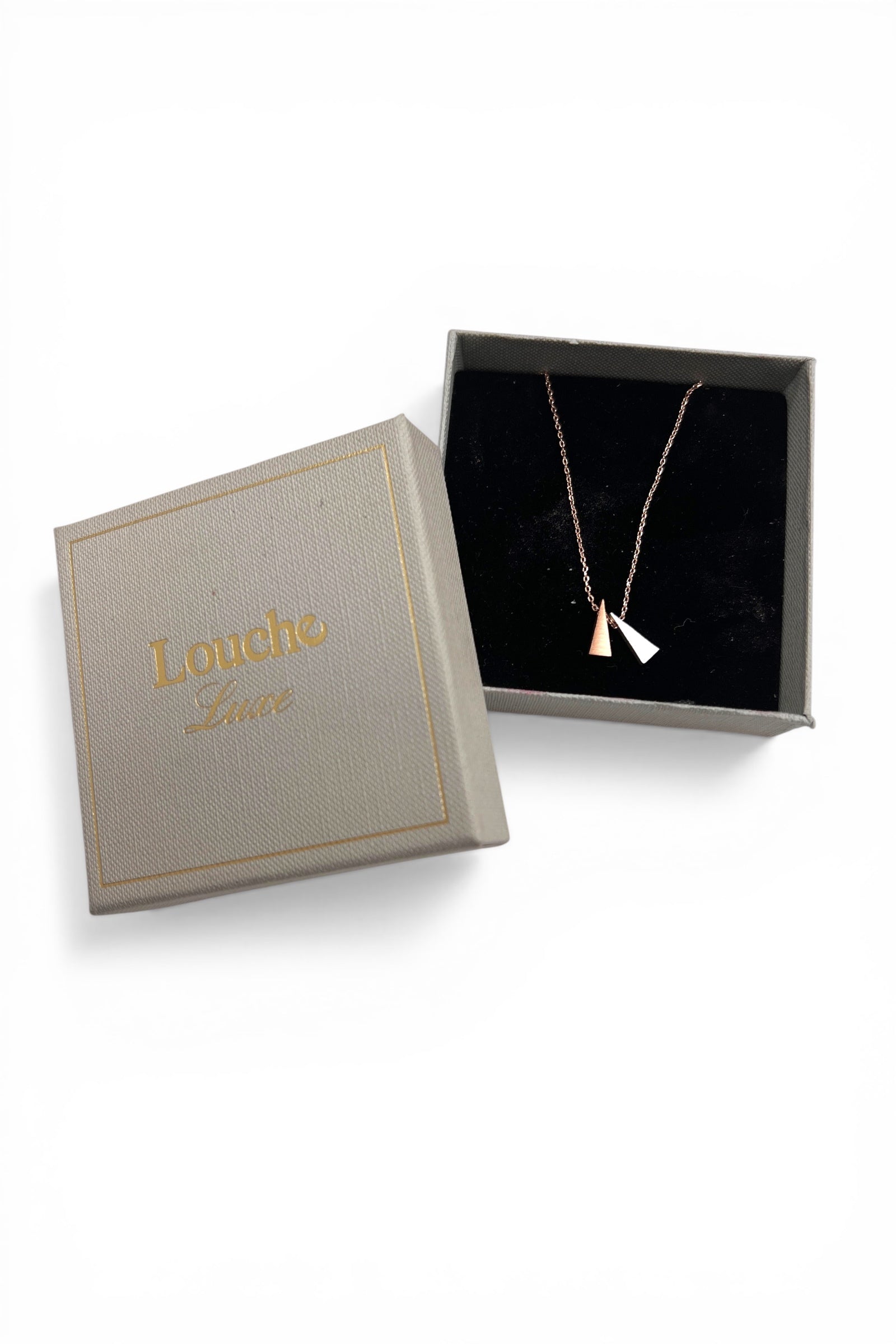 Rose Gold And Silver Triangle Necklace