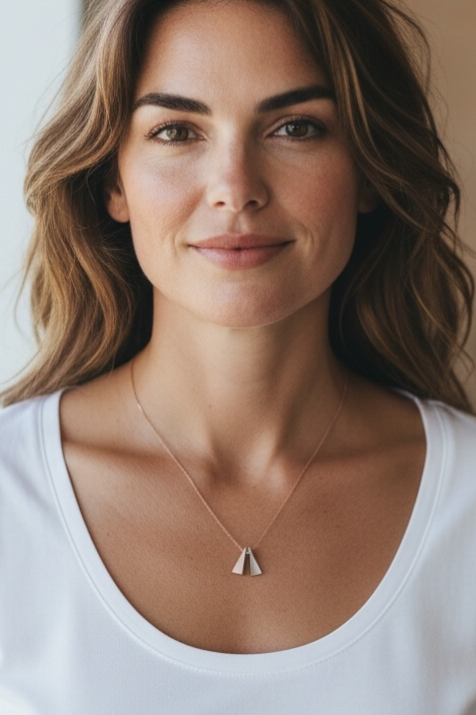 Rose Gold And Silver Triangle Necklace