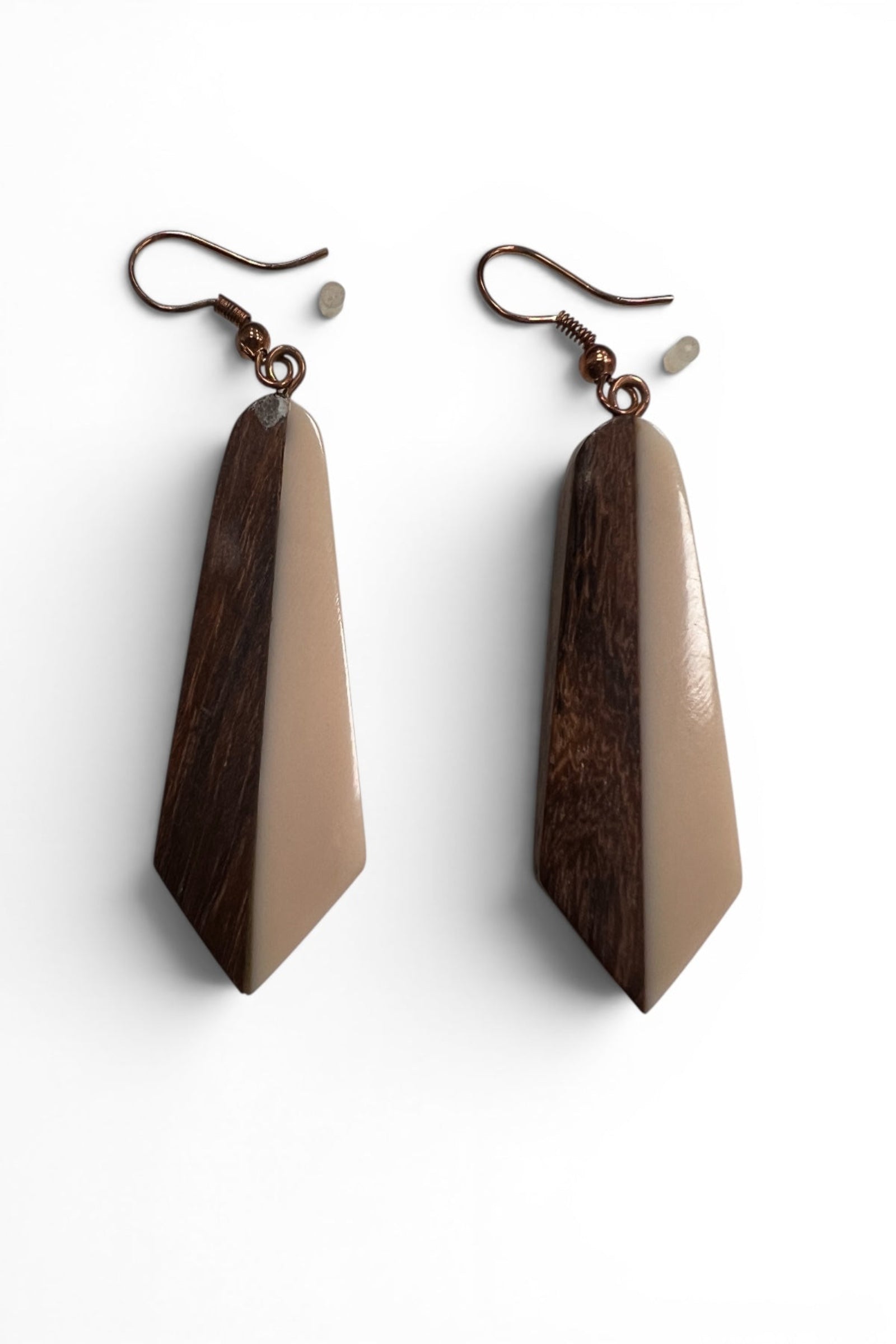 Rose Wood And Resin Pendant Earrings