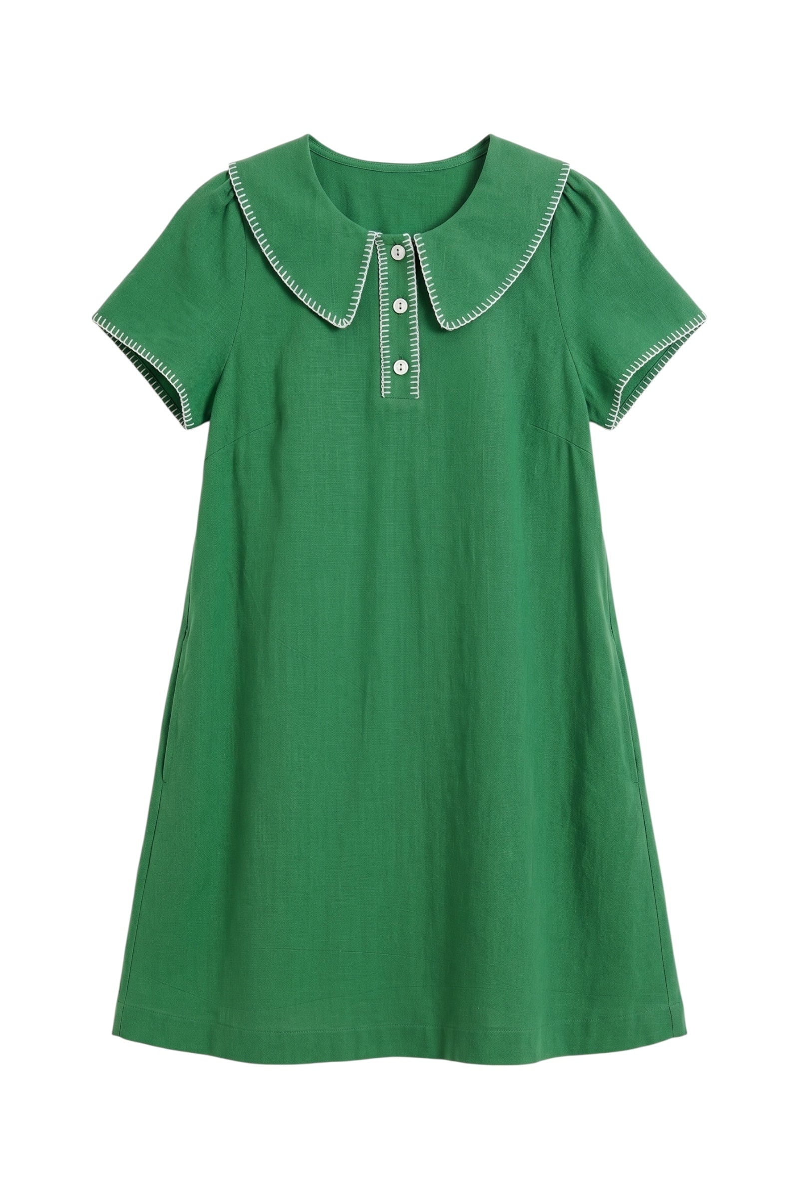 Green dress with a collar on a white background