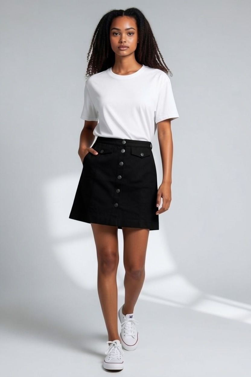 Louche Neola Twill Mini Skirt - Black