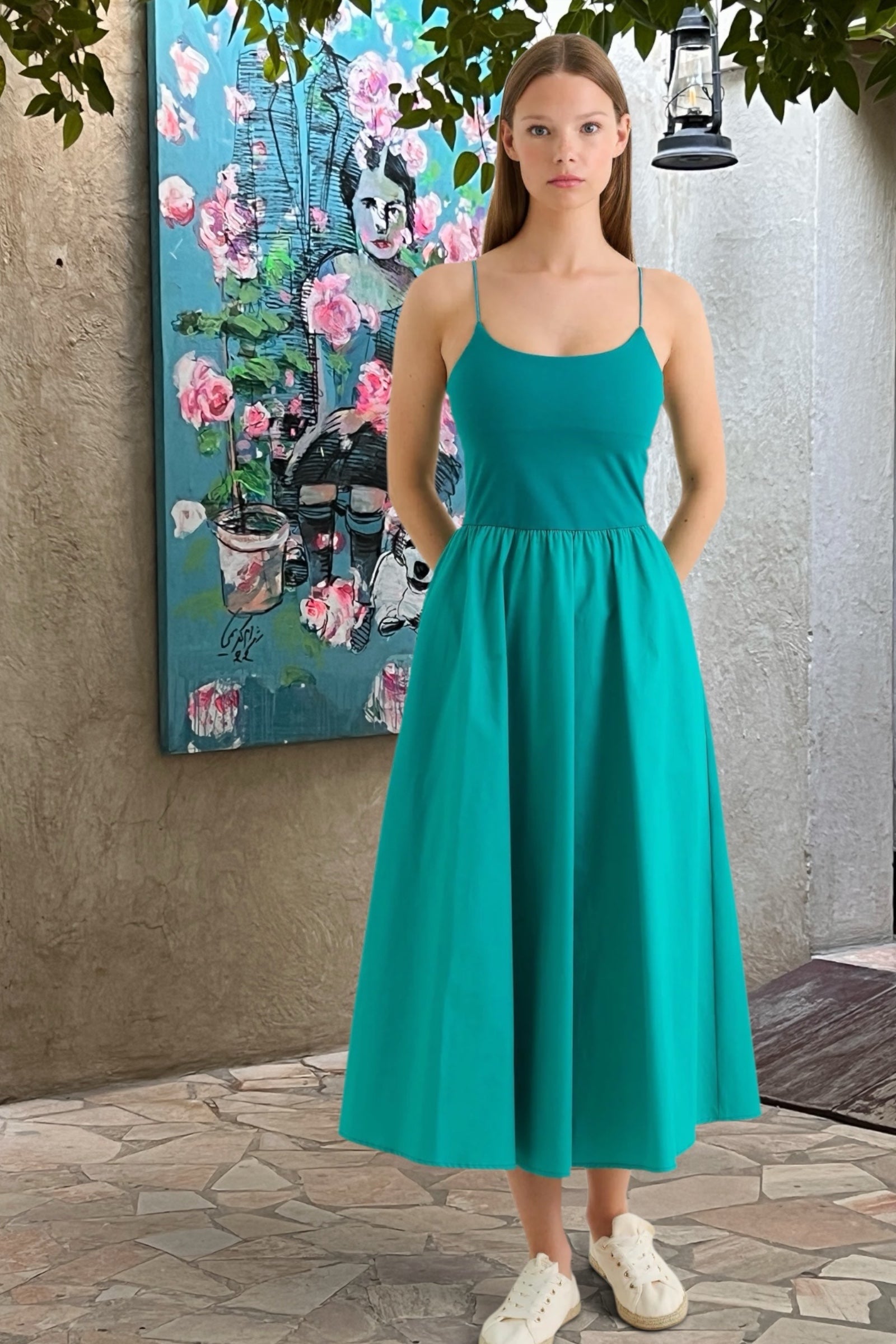 Soumia Jersey Bodice And Recycled Cotton Skirt Midaxi Dress - Sea Green