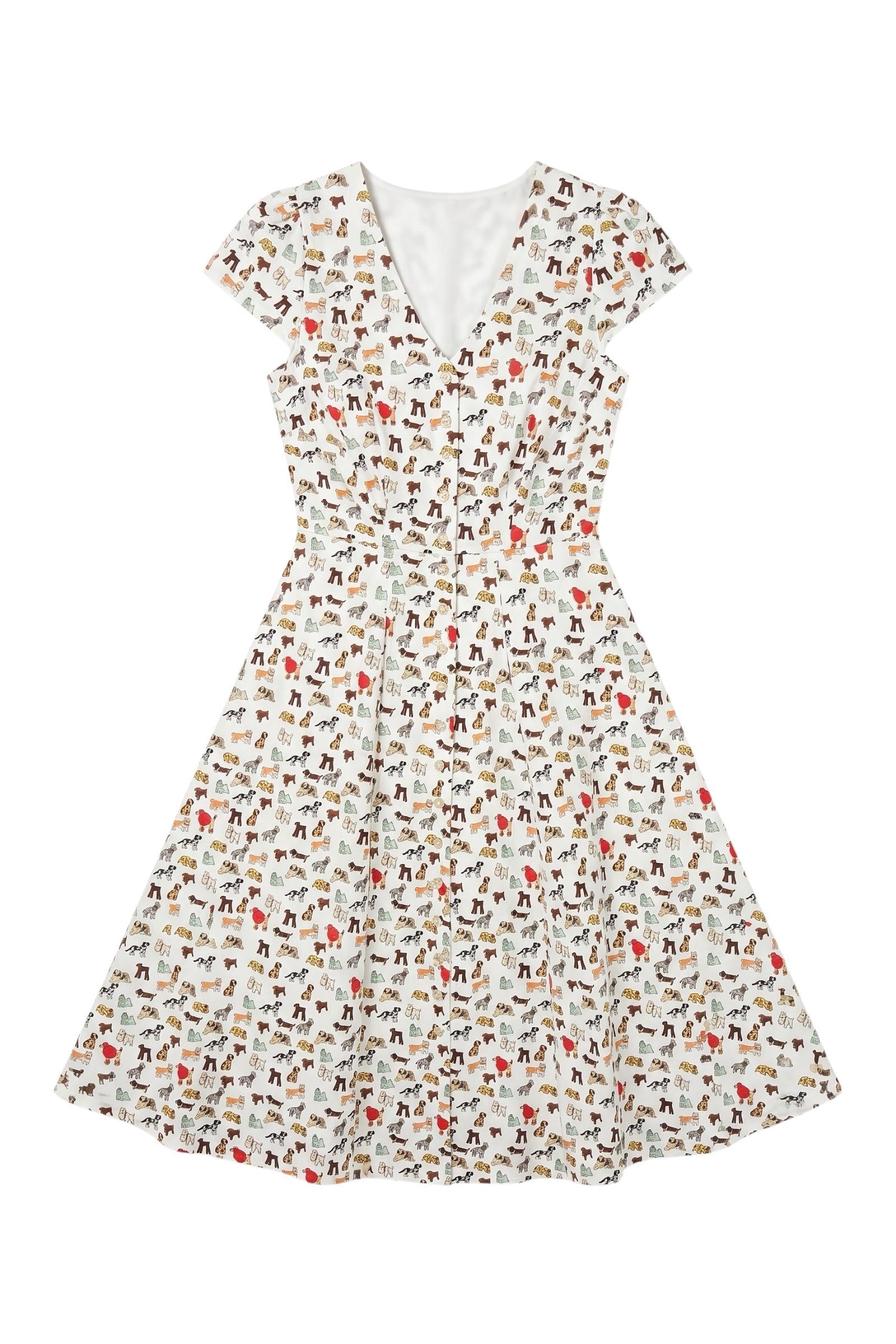 Cathy Dogs Day Print Midi Tea Dress - Multi
