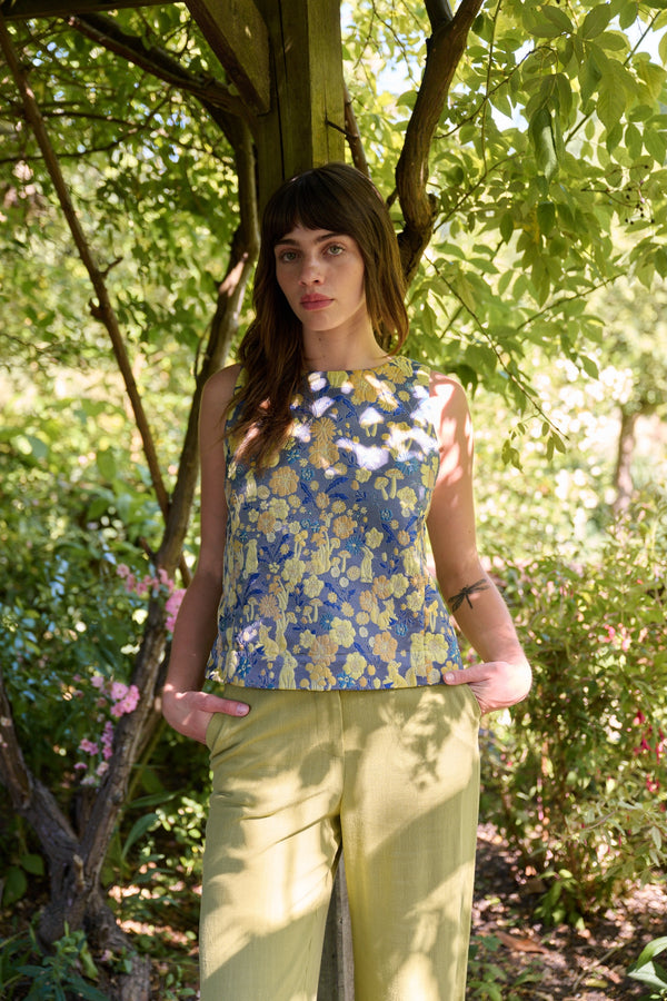 Mea Fairytale Jacquard Sleeveless Top - Yellow