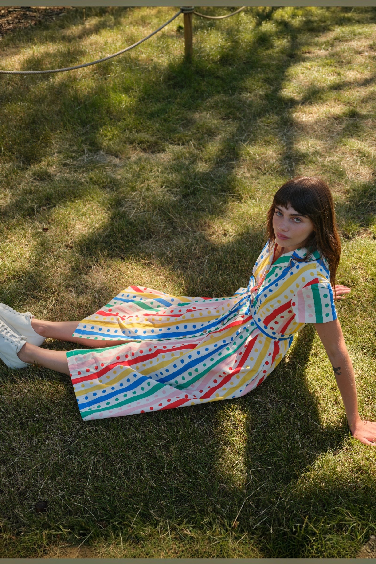 Lily Spots And Stripes Midi Shirtdress