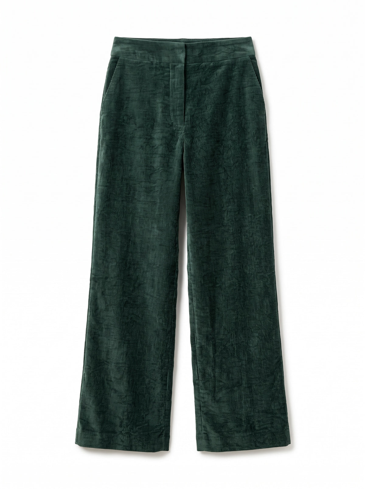 Tilde Matte Velvet Straight Cut Trouser - Forest Green