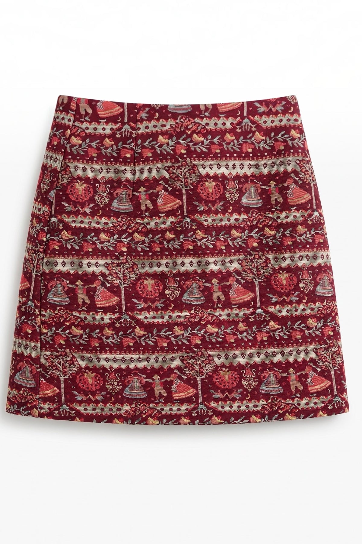 Aubin Heirloom jacquard A-Line Mini Skirt - Wine Red
