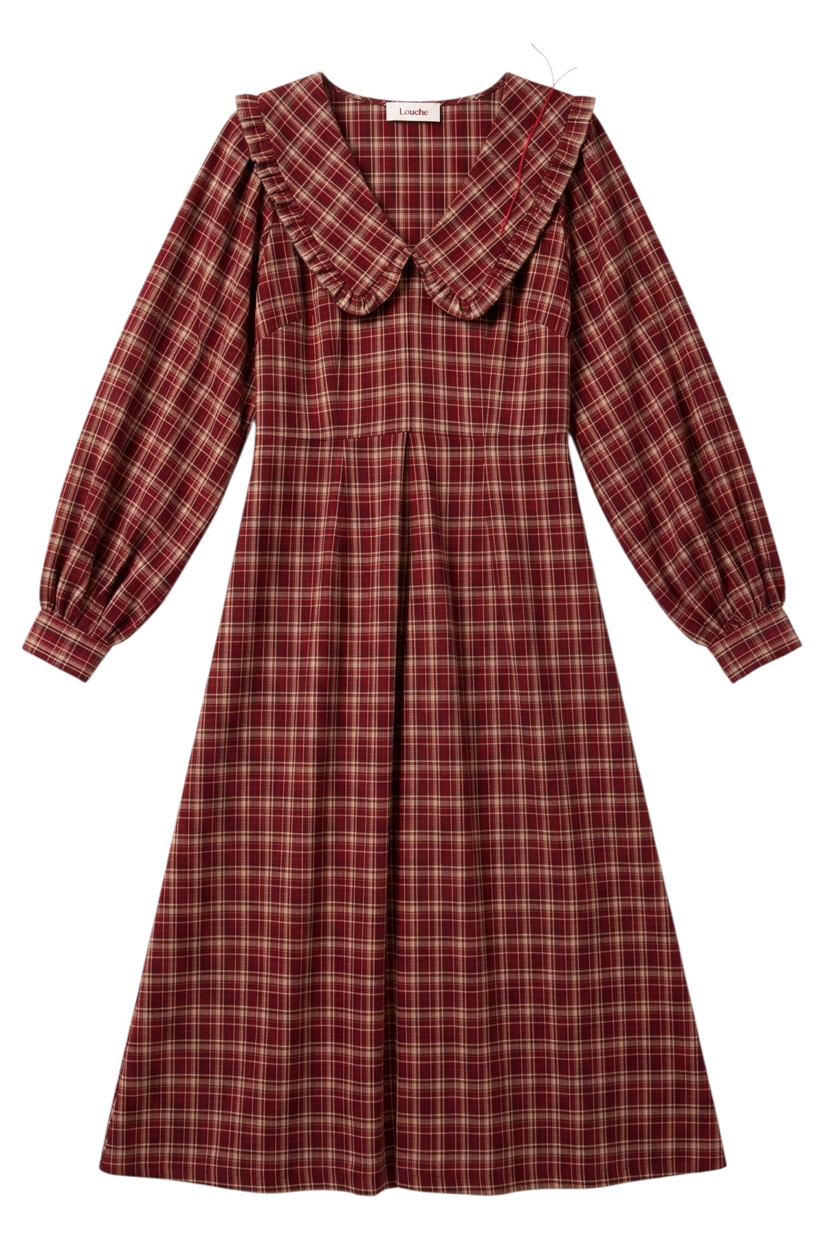 Alva Shadow Check Long Sleeve Midi Dress - Russet