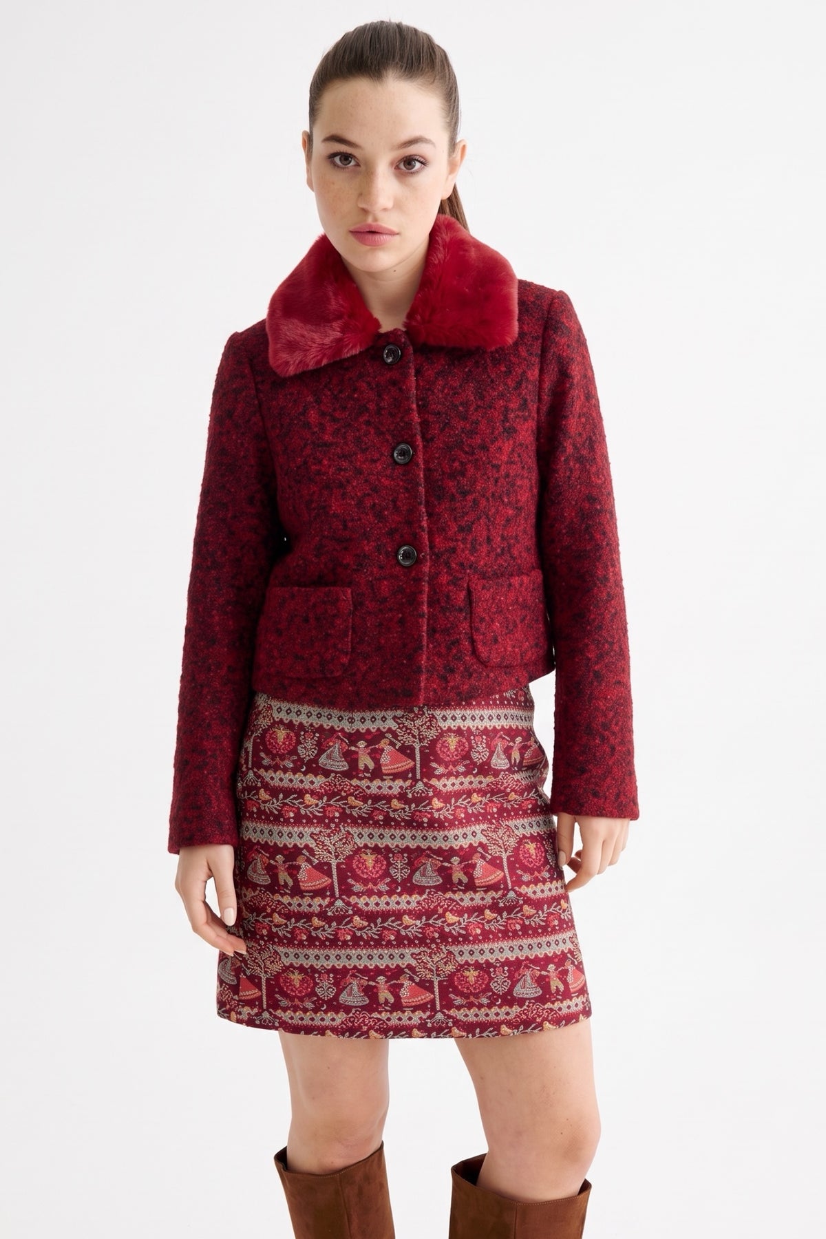 Apple Boucle Jacket - Merlot