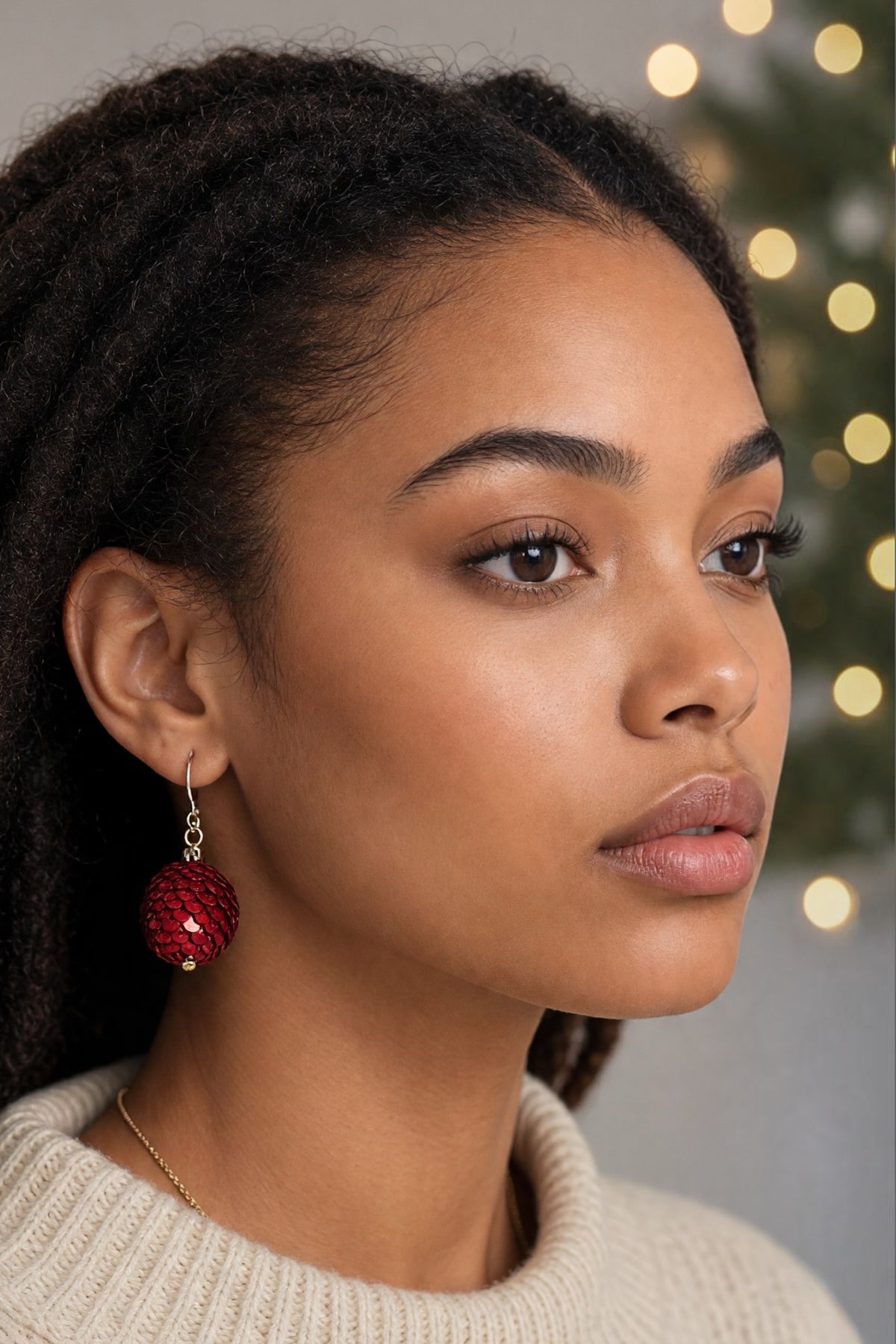 Anabel Red Sequin Bauble Earrings