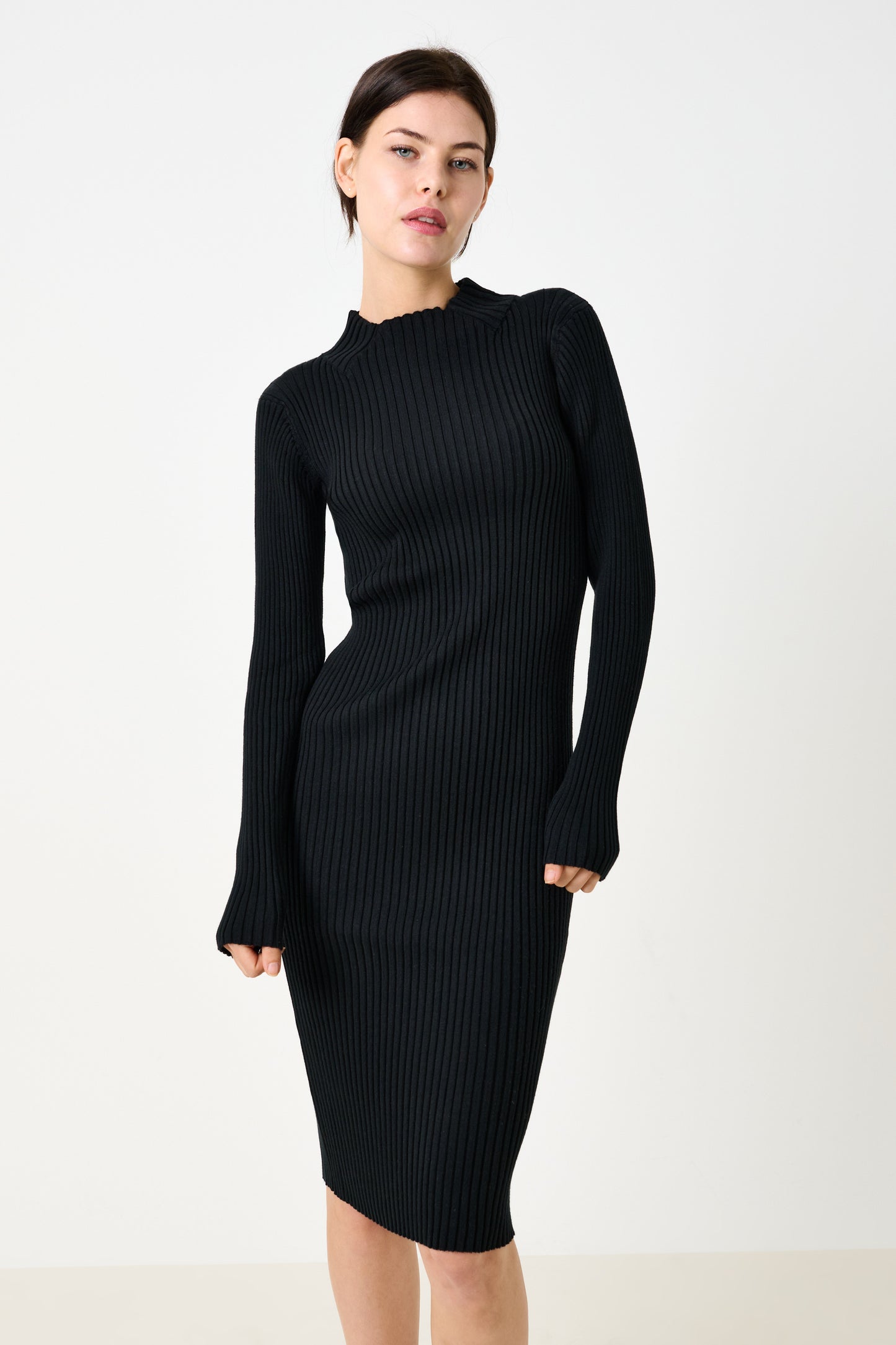 Raye Black Midi Sweater Dress
