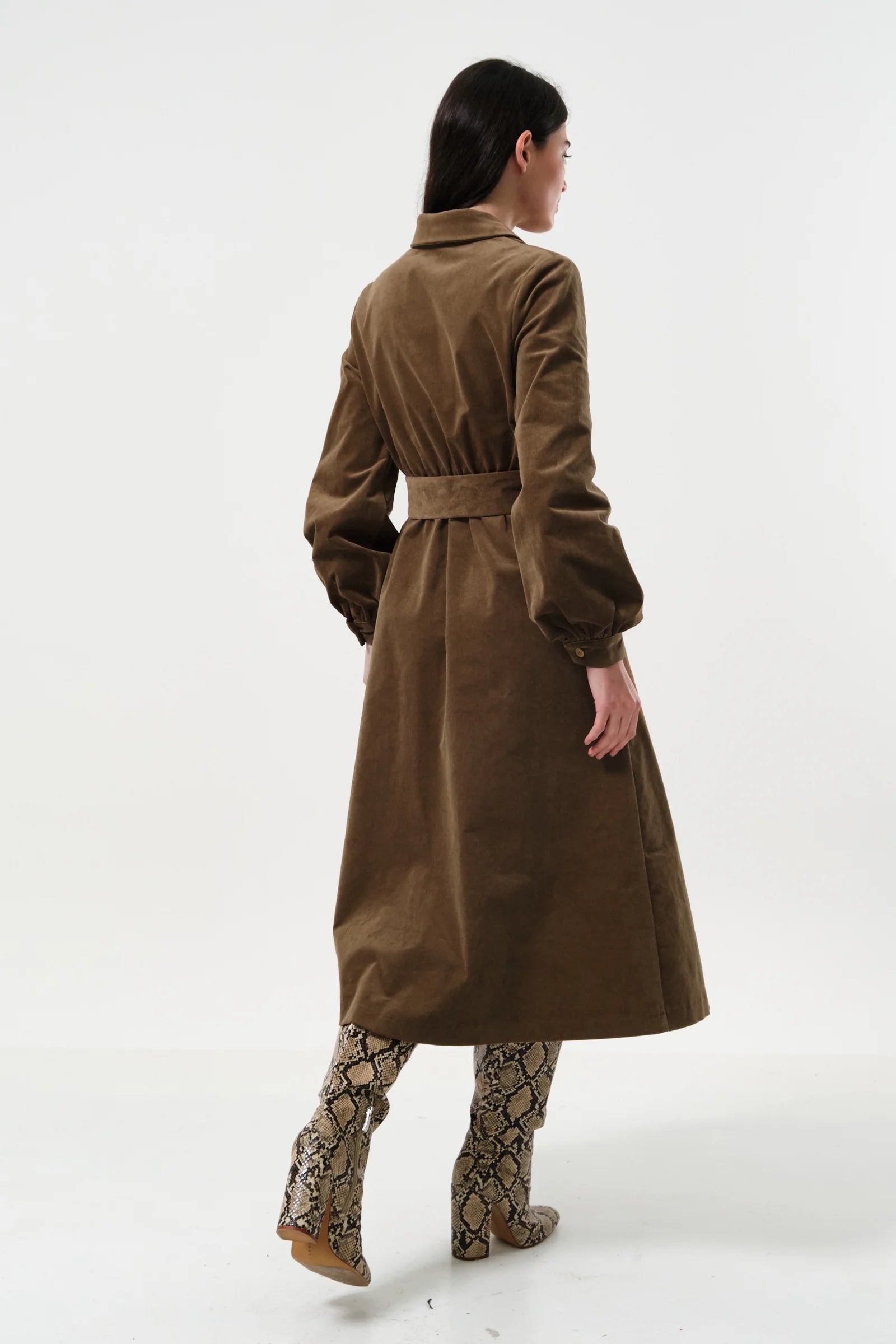 Rebecka Babycord Midi Shirt Dress - Mole