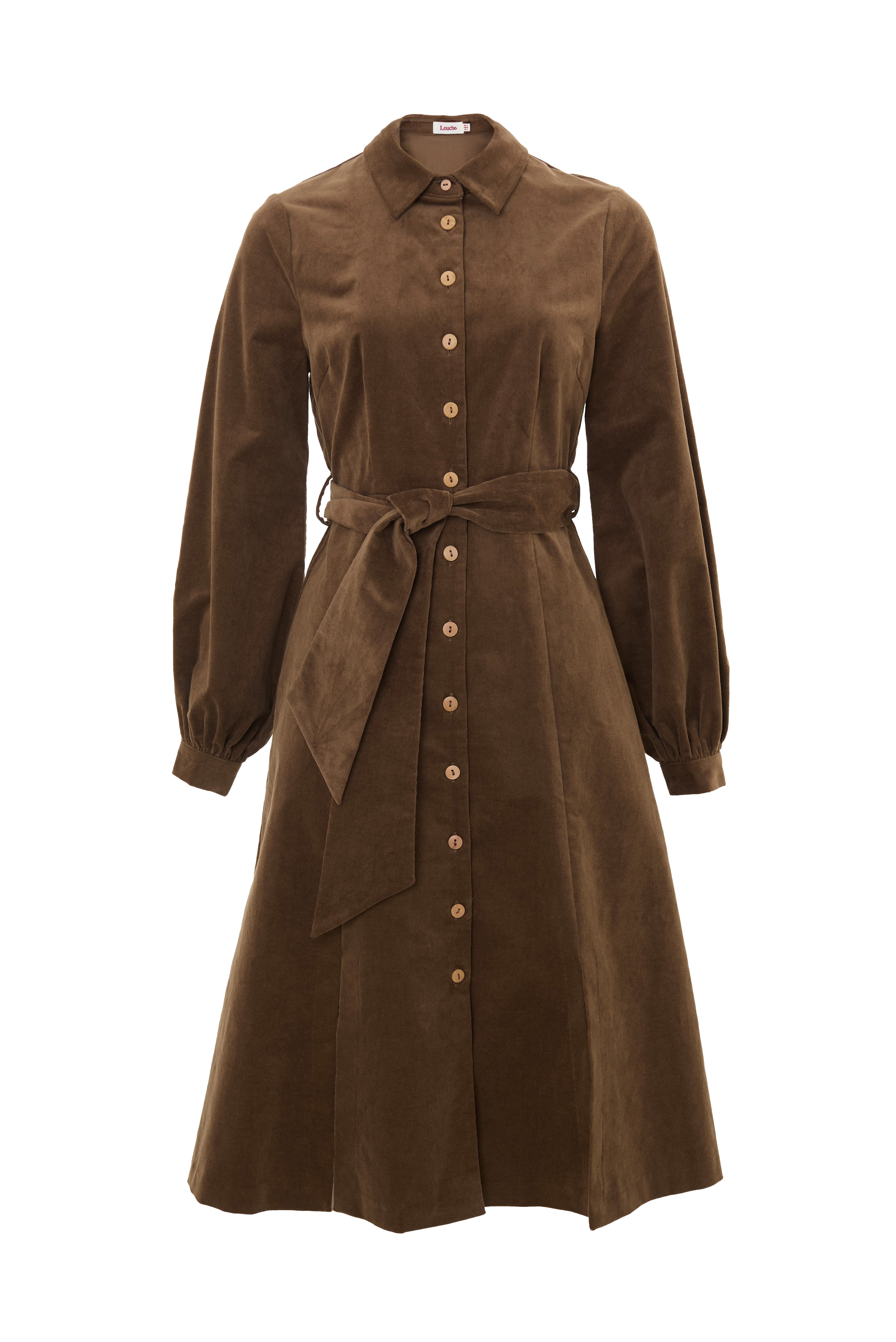 Rebecka Babycord Midi Shirt Dress - Mole - Styled