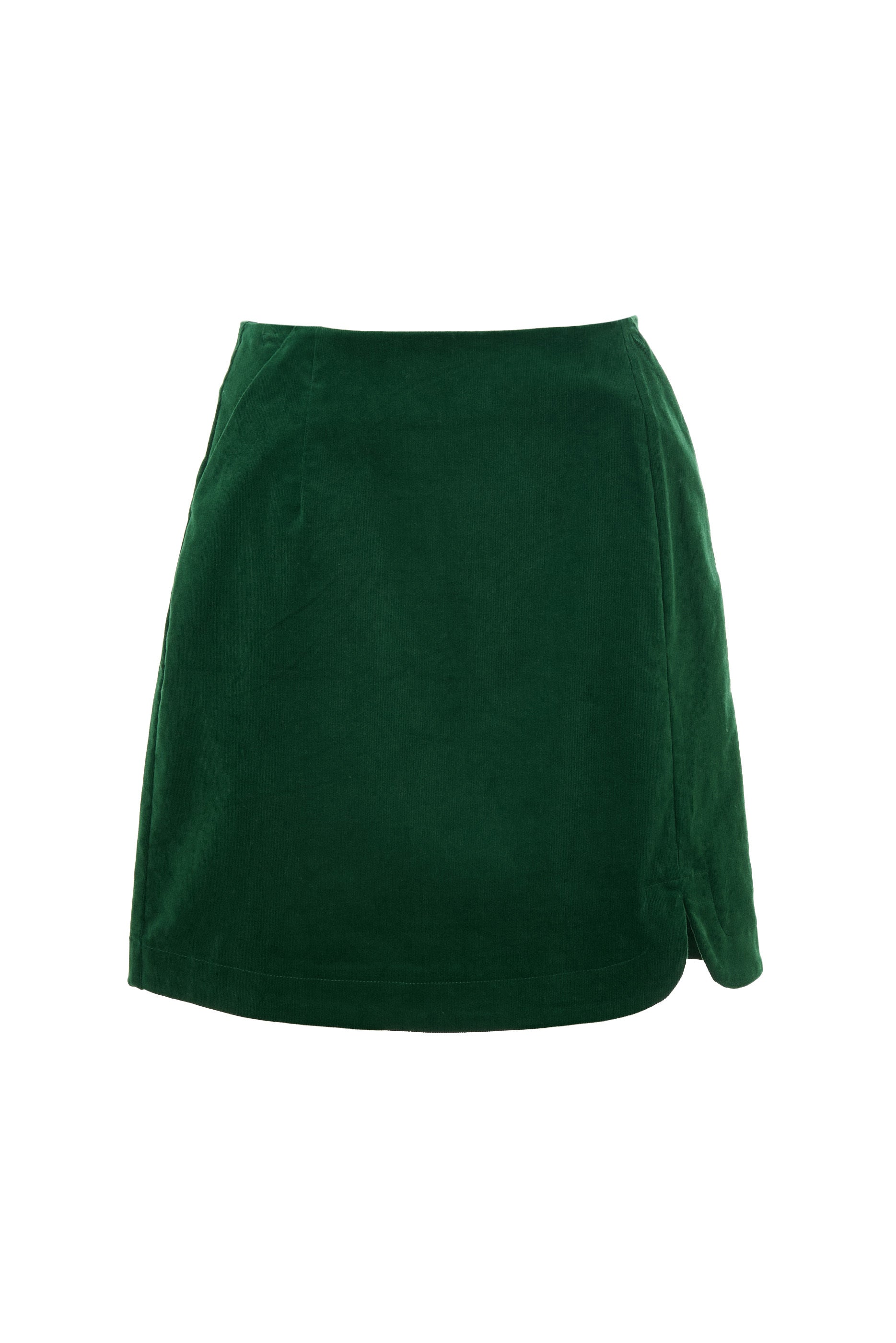 Ria Babycord A-Line Mini Skirt - Dark Green