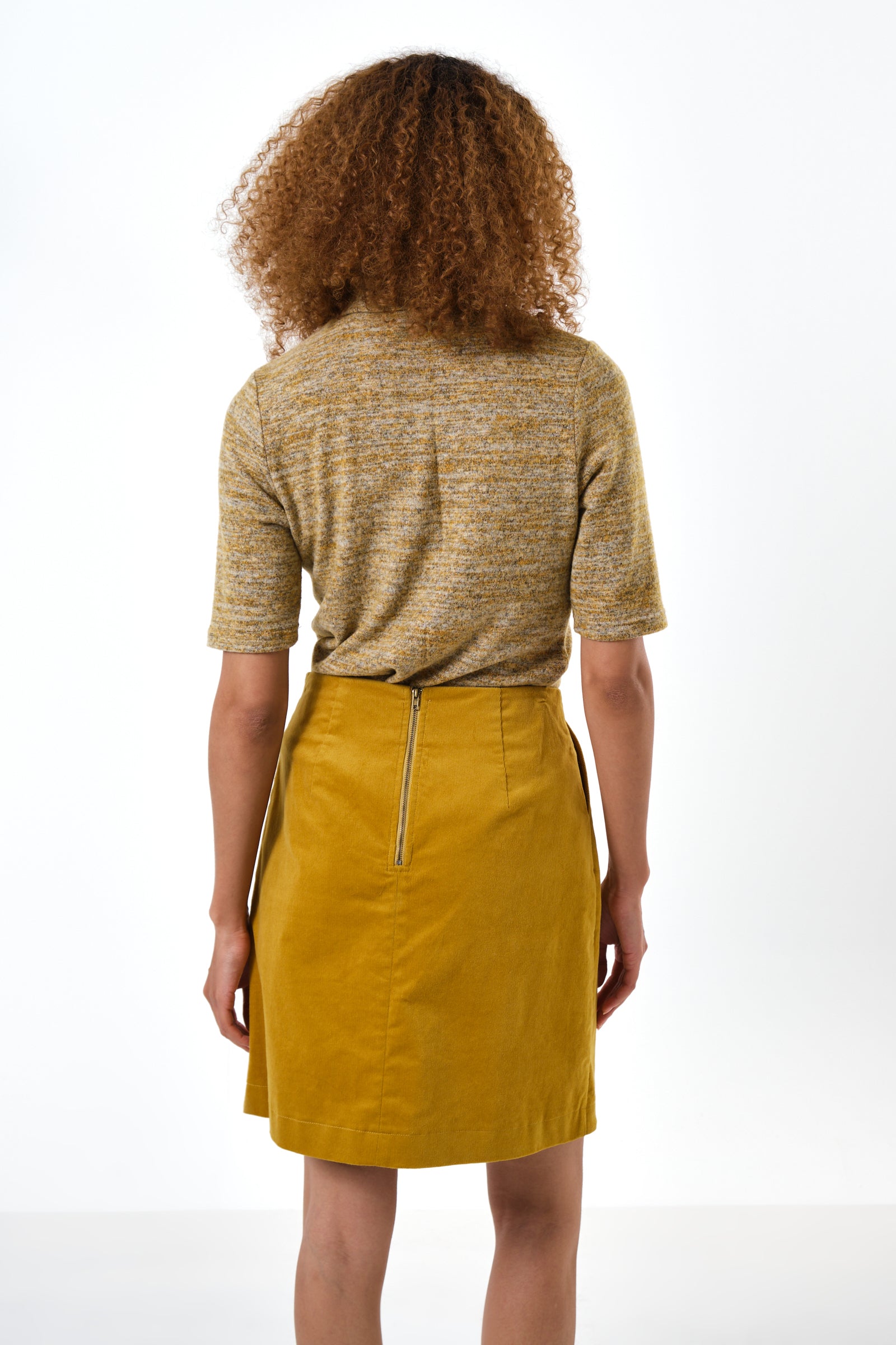 Ria Babycord A-Line Mini Skirt - Mustard - Detail 1