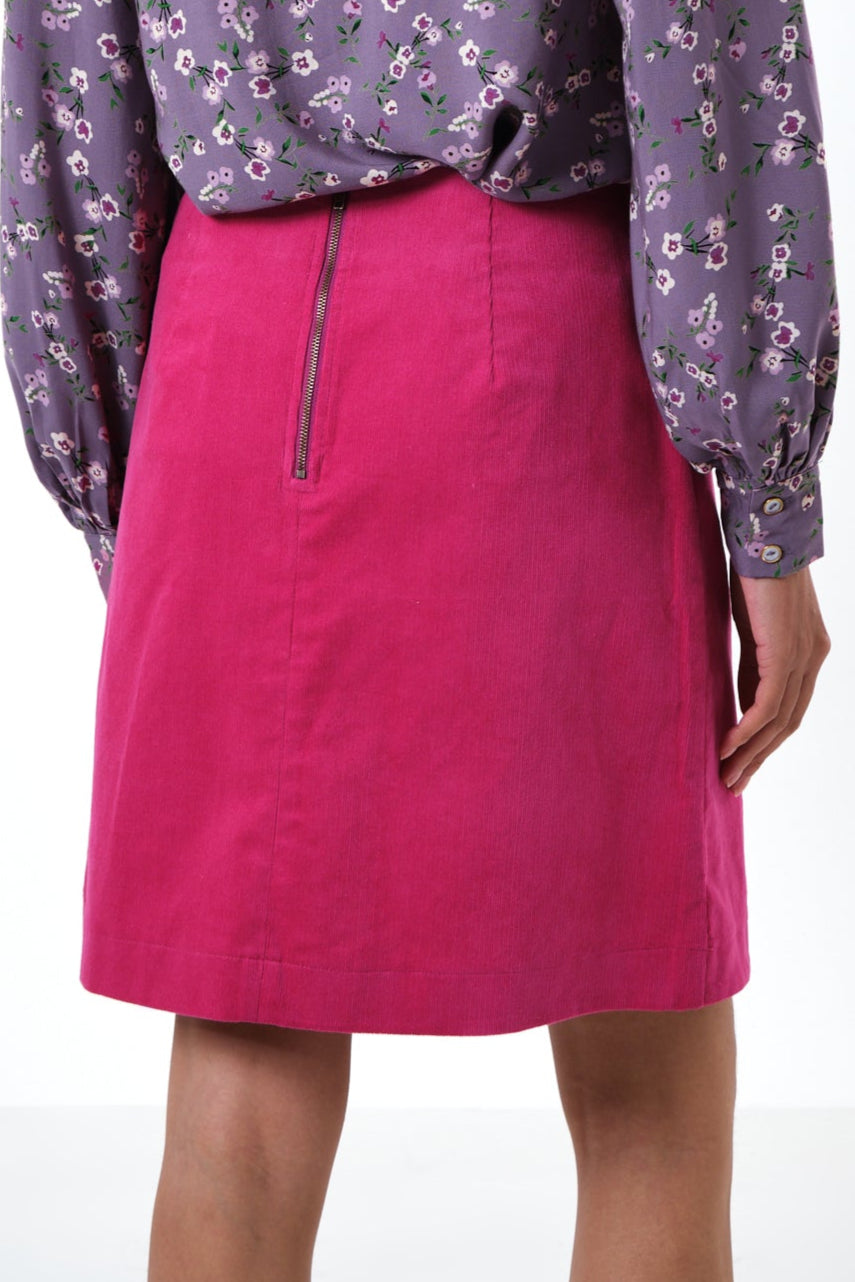 Ria Babycord A-Line Mini Skirt - Pink