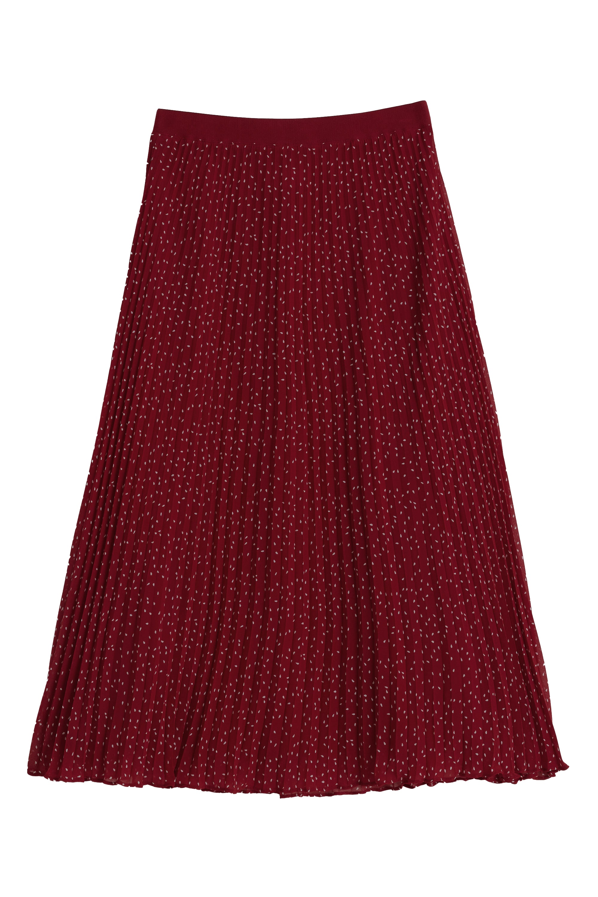 Riley Raindrop Pleated Midi Skirt - Red - Styled