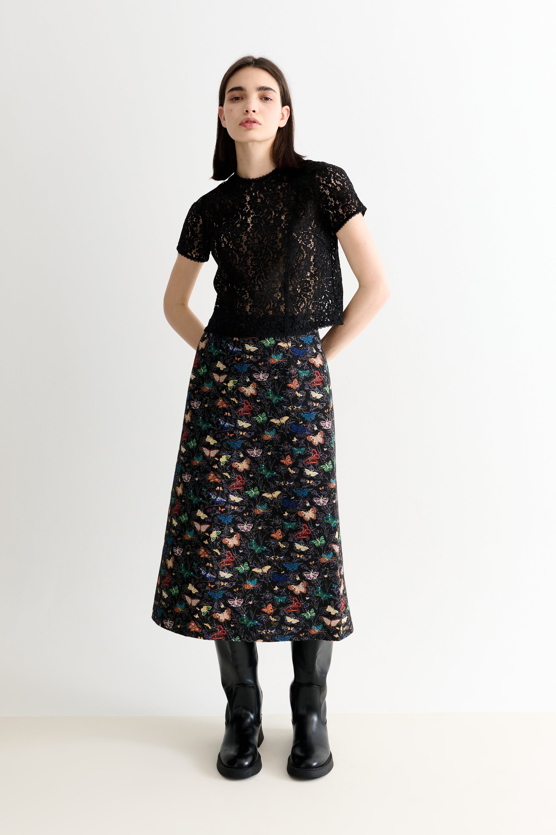 Rufaro Lace Short Sleeve Blouse - Black