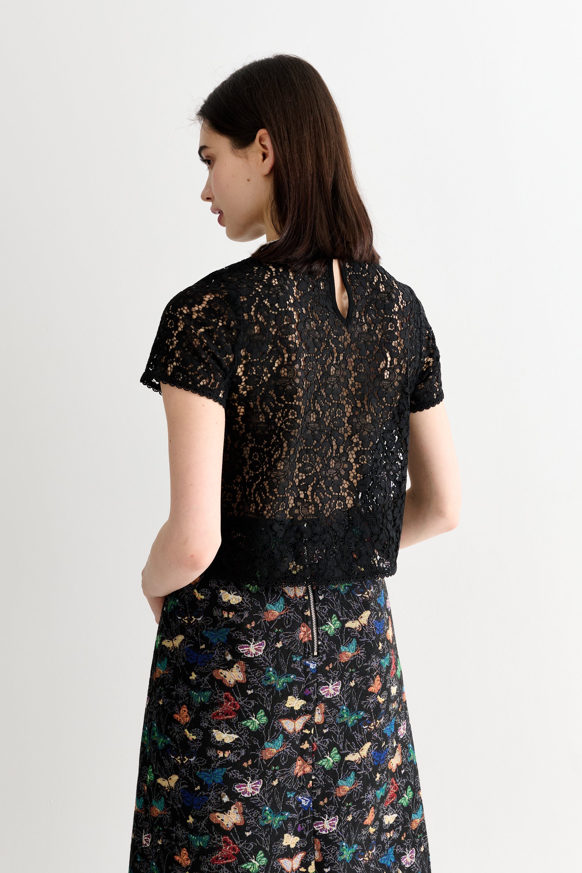 Rufaro Lace Short Sleeve Blouse - Black