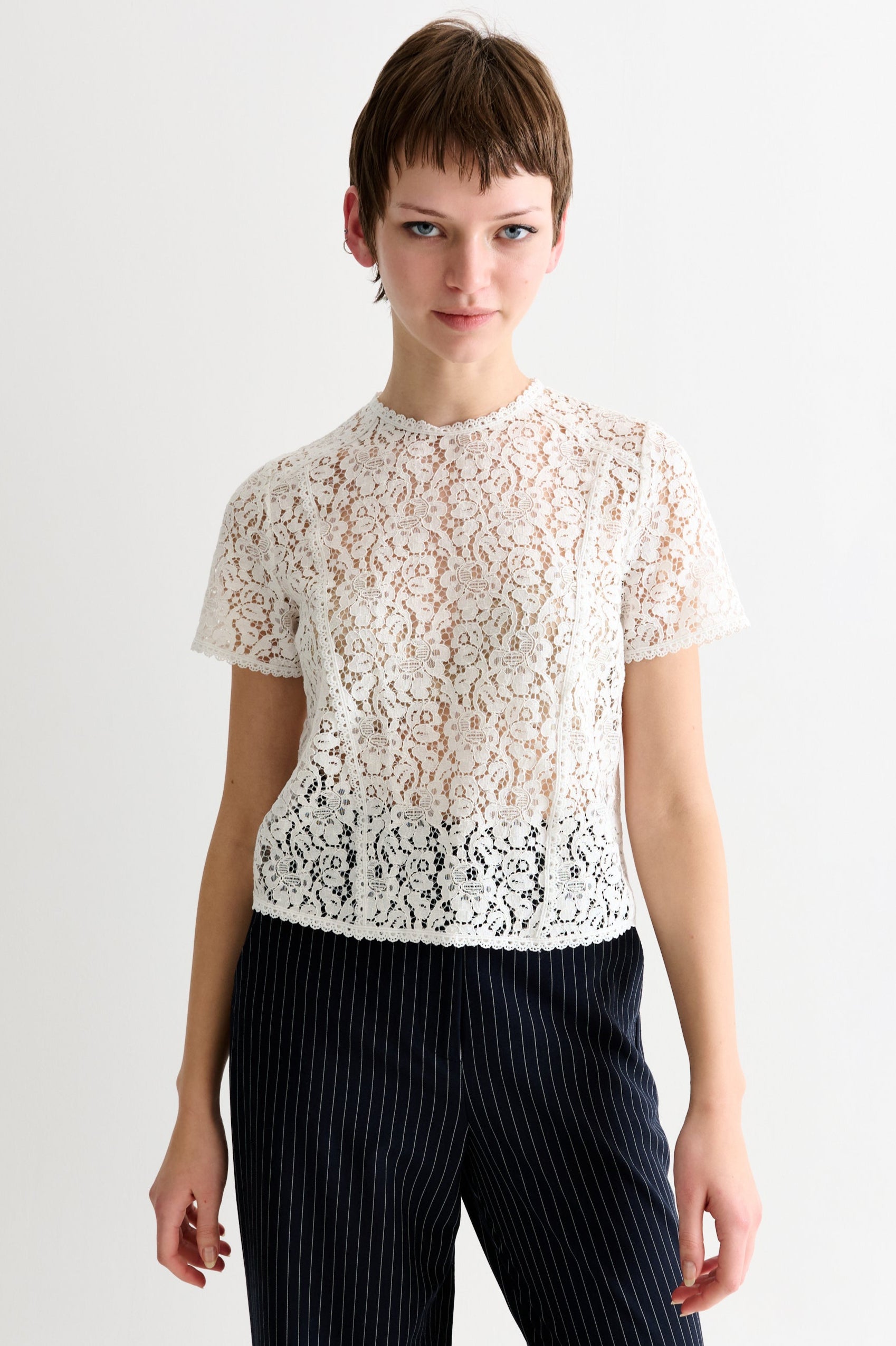 Rufaro Lace Short Sleeve Blouse - Off White
