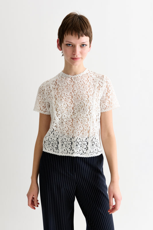 Rufaro Lace Short Sleeve Blouse - Off White