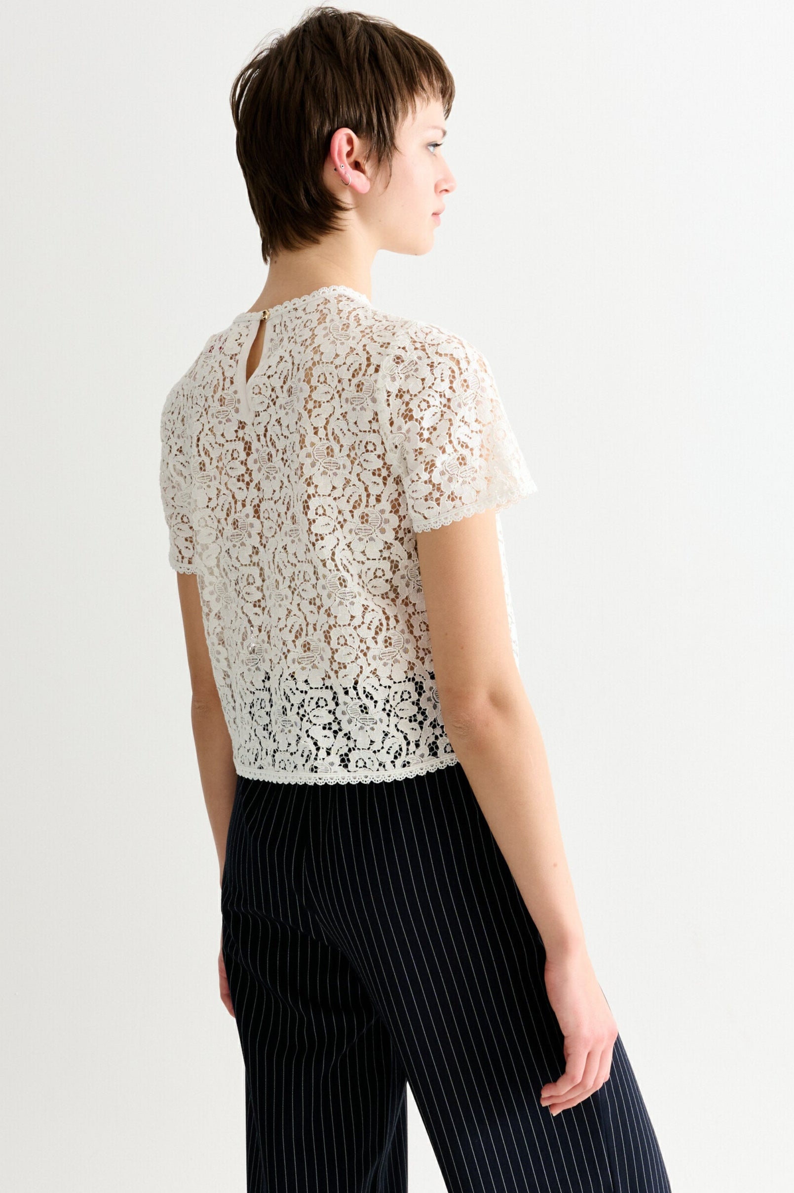 Rufaro Lace Short Sleeve Blouse - Off White