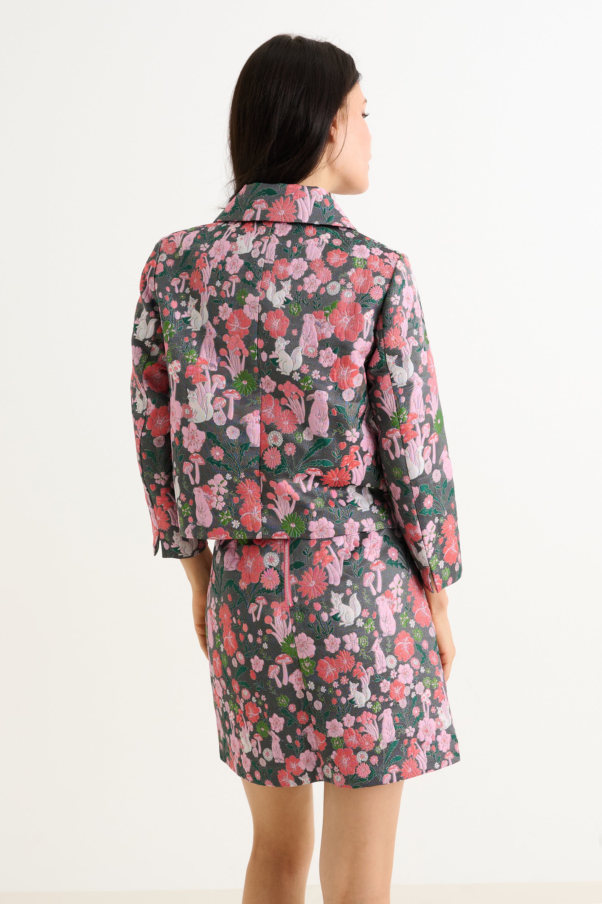 Salut Fairytale Jacquard Cropped Jacket - Pink