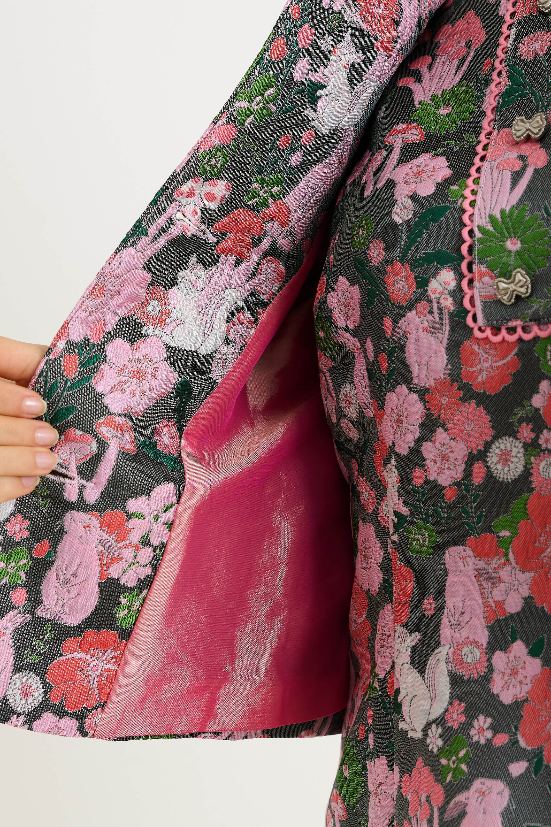 Salut Fairytale Jacquard Cropped Jacket - Pink