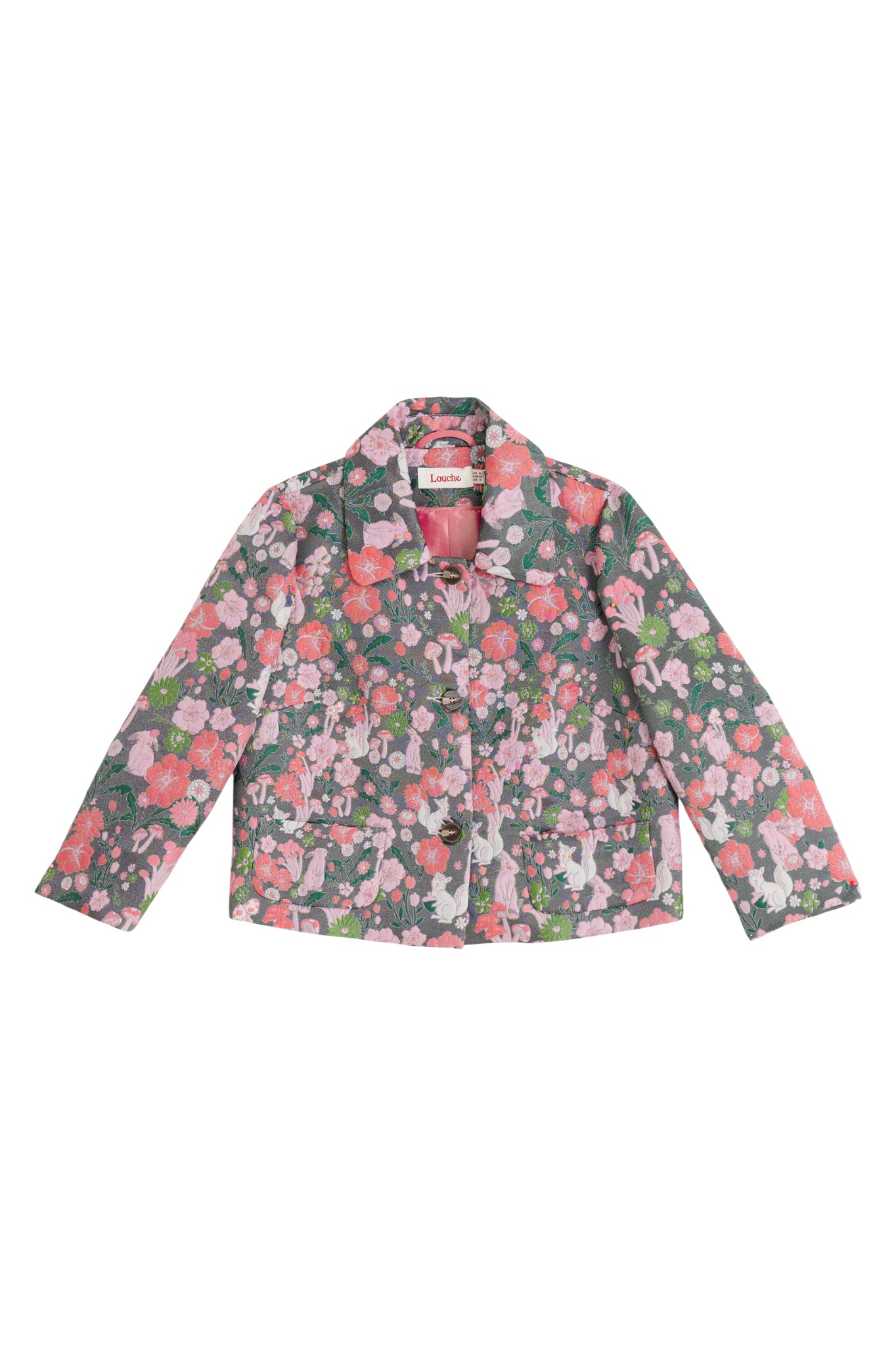 Salut Fairytale Jacquard Cropped Jacket - Pink