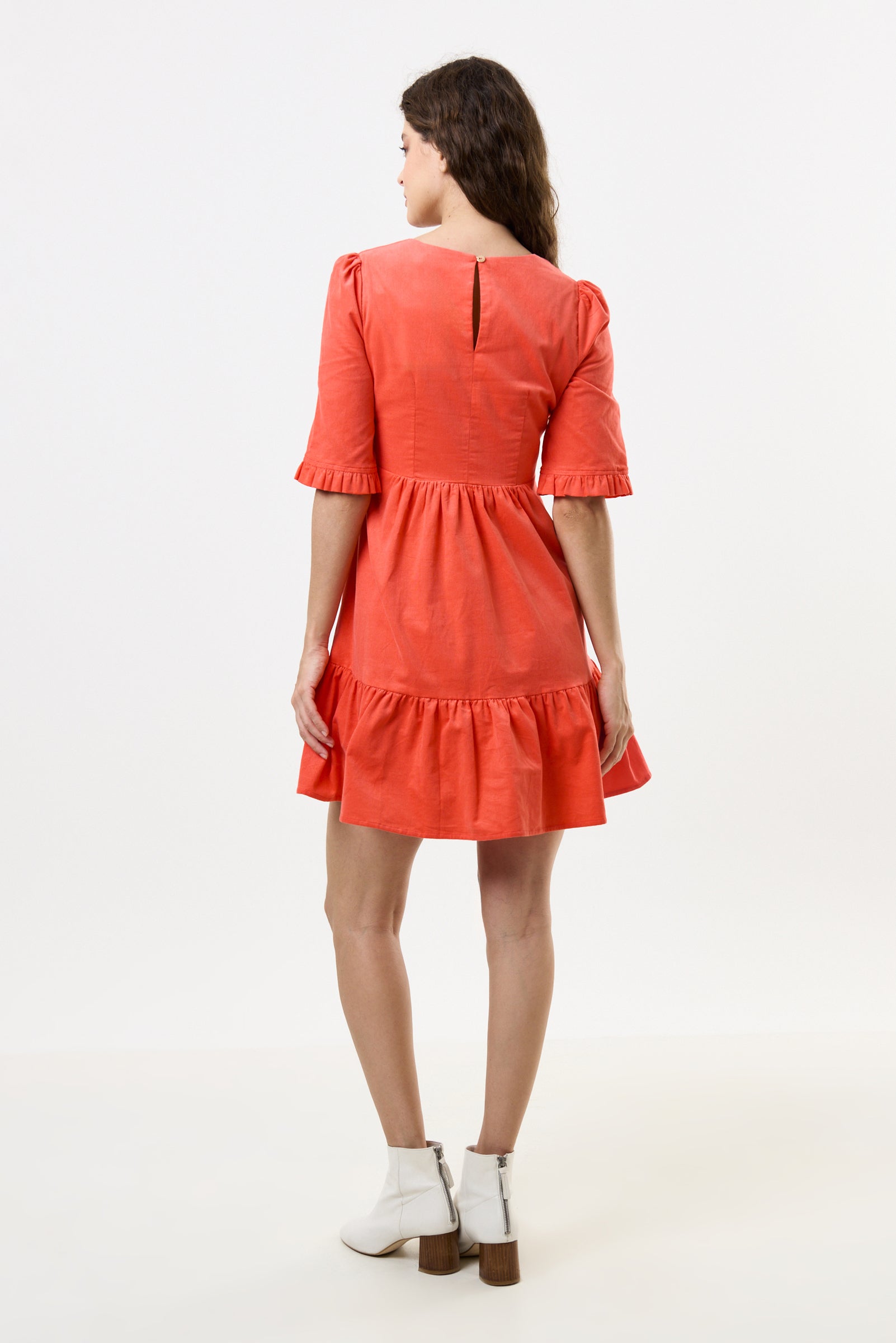 Sassa Baby Cord Tiered Mini Dress - Apricot