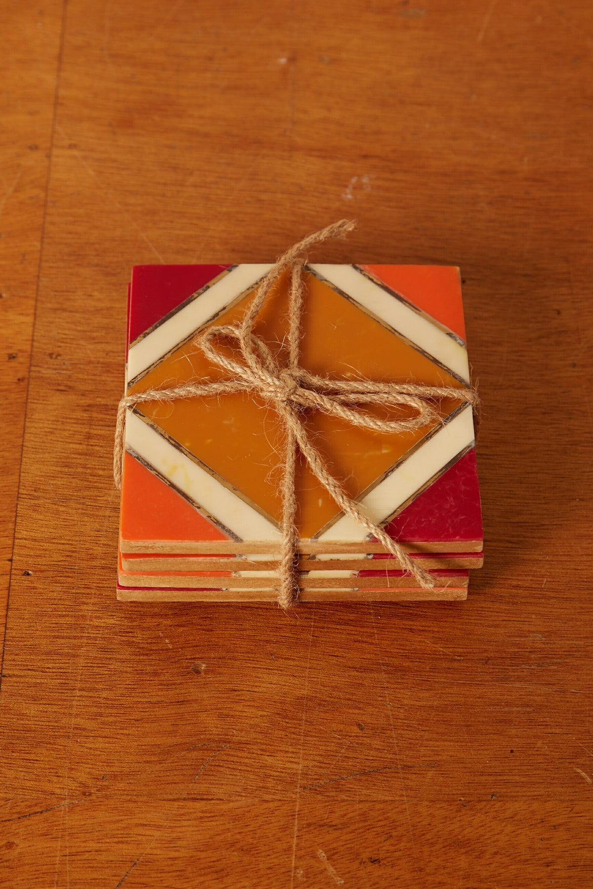 Set of 4 Resin Inlay Diamond Coasters