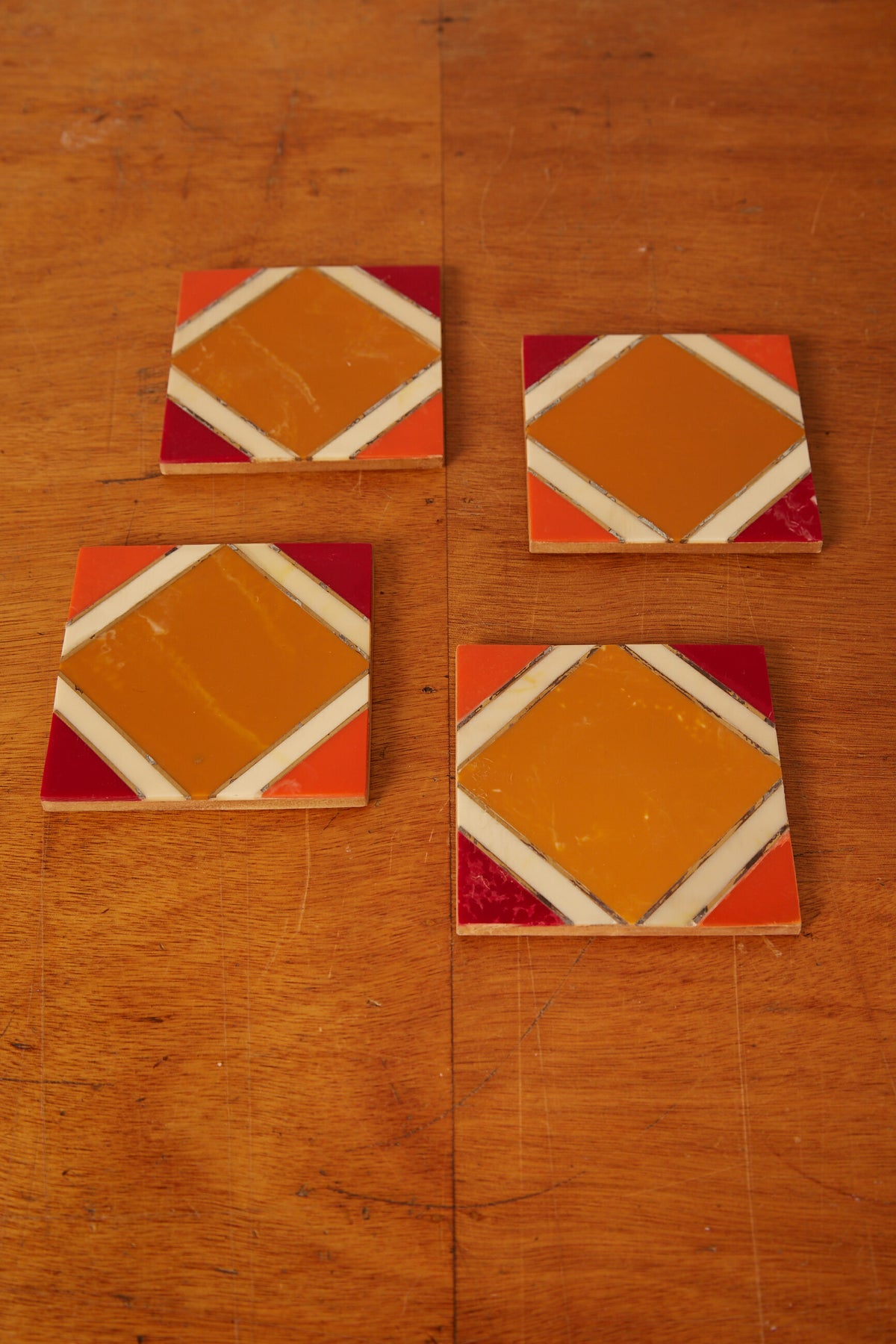 Set of 4 Resin Inlay Diamond Coasters