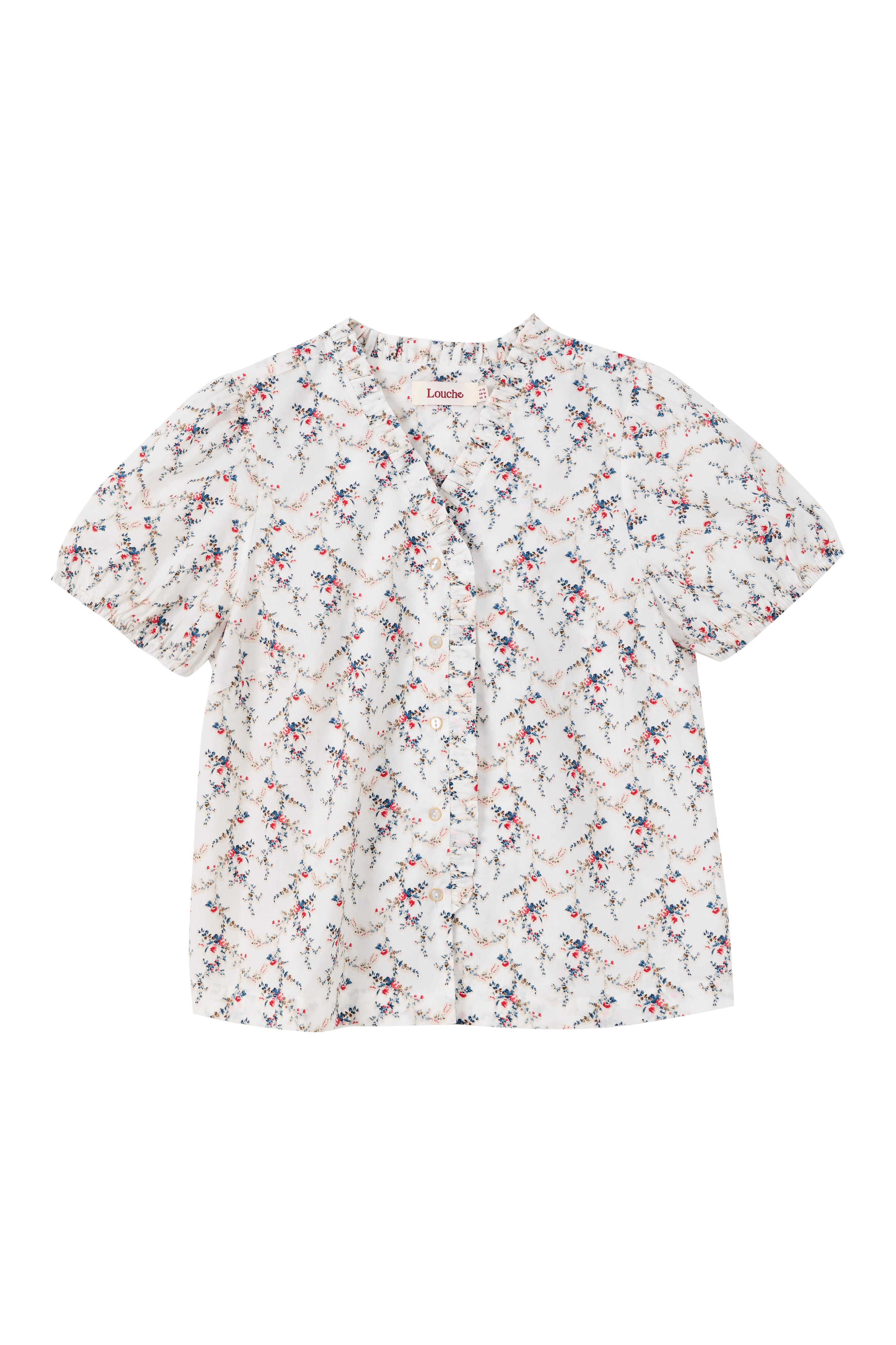 Cressida Regency Print Frill Trim V-Neck Blouse - Styled