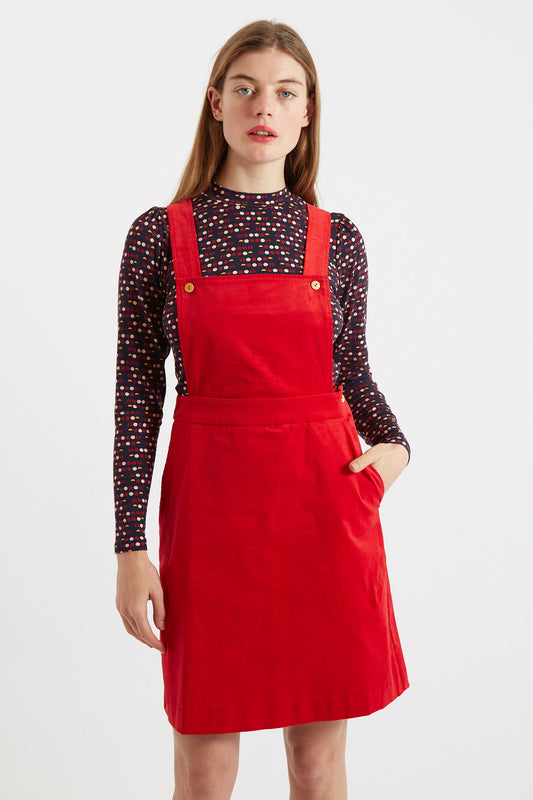 Sofya Baby Cord Mini Pinafore Dress - Red