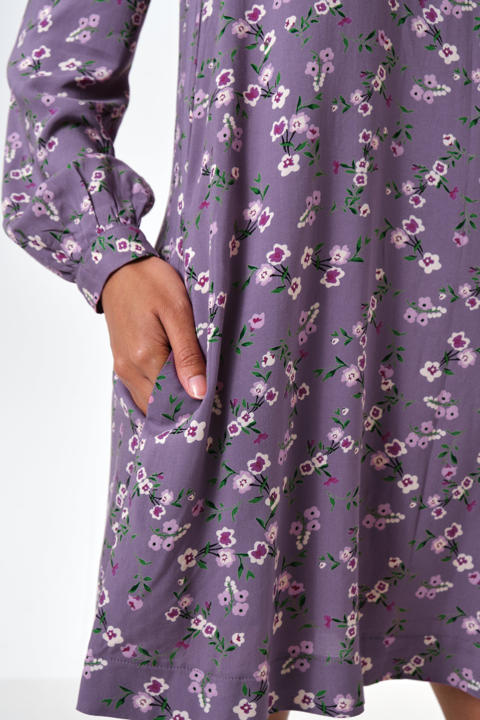 Sola Naïve Posy Print Long Sleeve Mini Dress - Violet - Detail 2