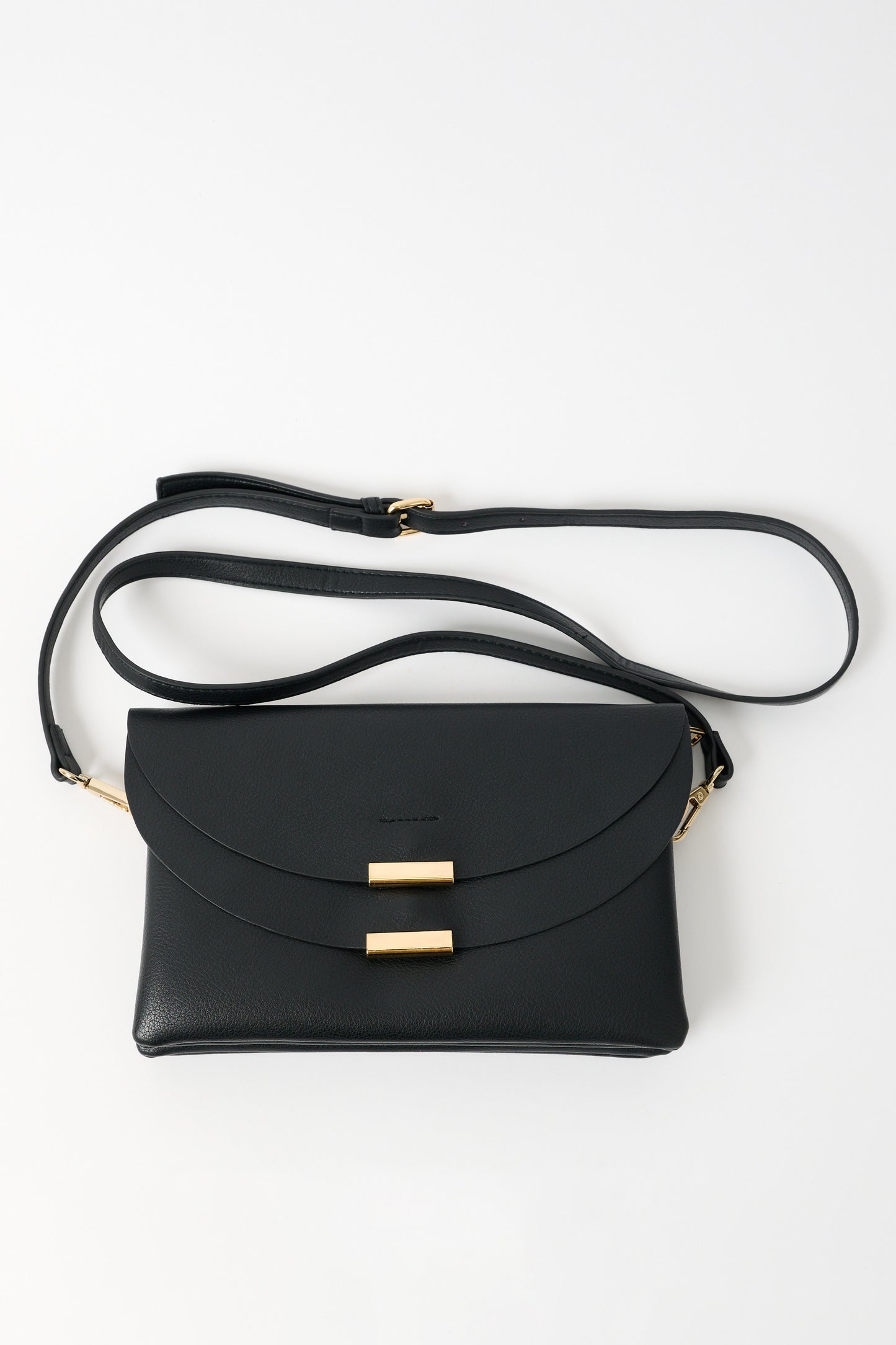 Sophia Double Flap Black Crossbody Bag