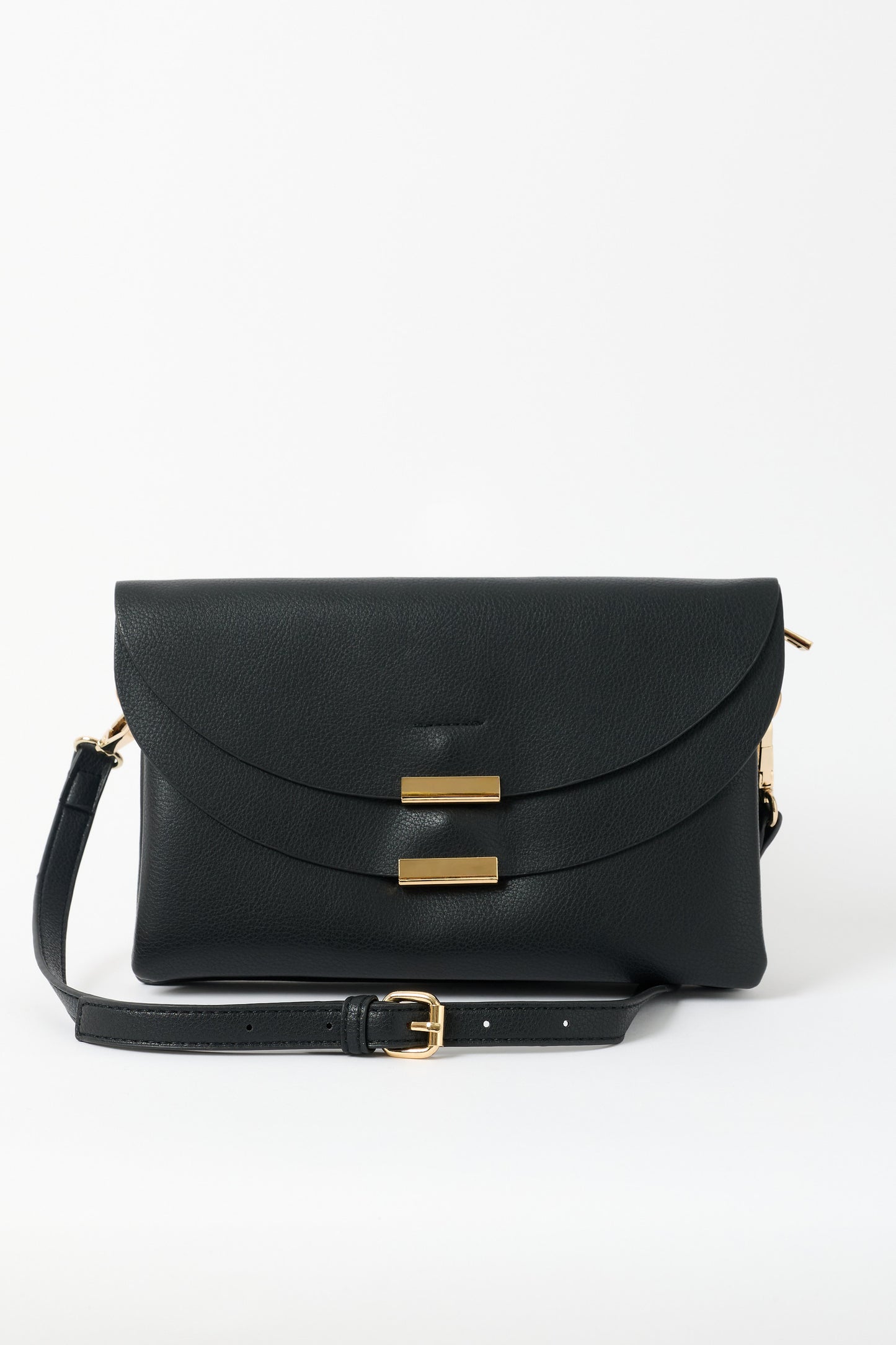 Sophia Double Flap Black Crossbody Bag