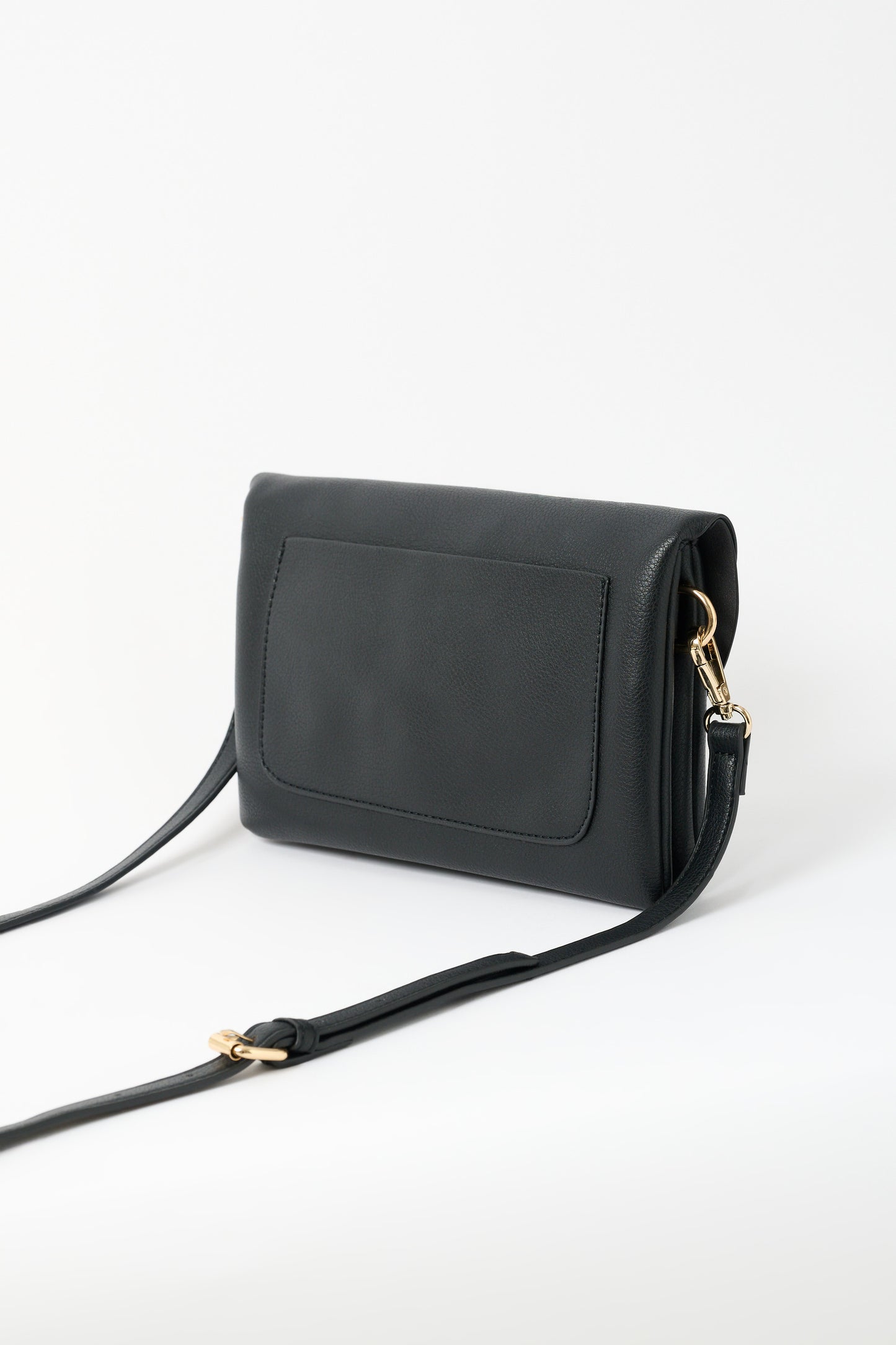 Sophia Double Flap Black Crossbody Bag