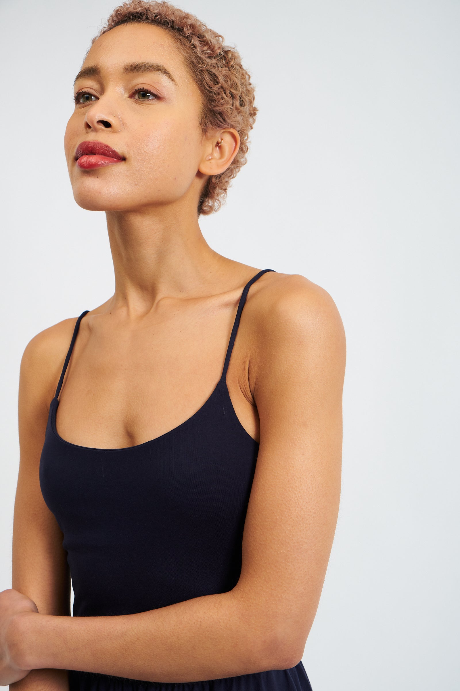 Soumia Jersey Bodice And Recycled Cotton Skirt Midaxi Dress - Navy