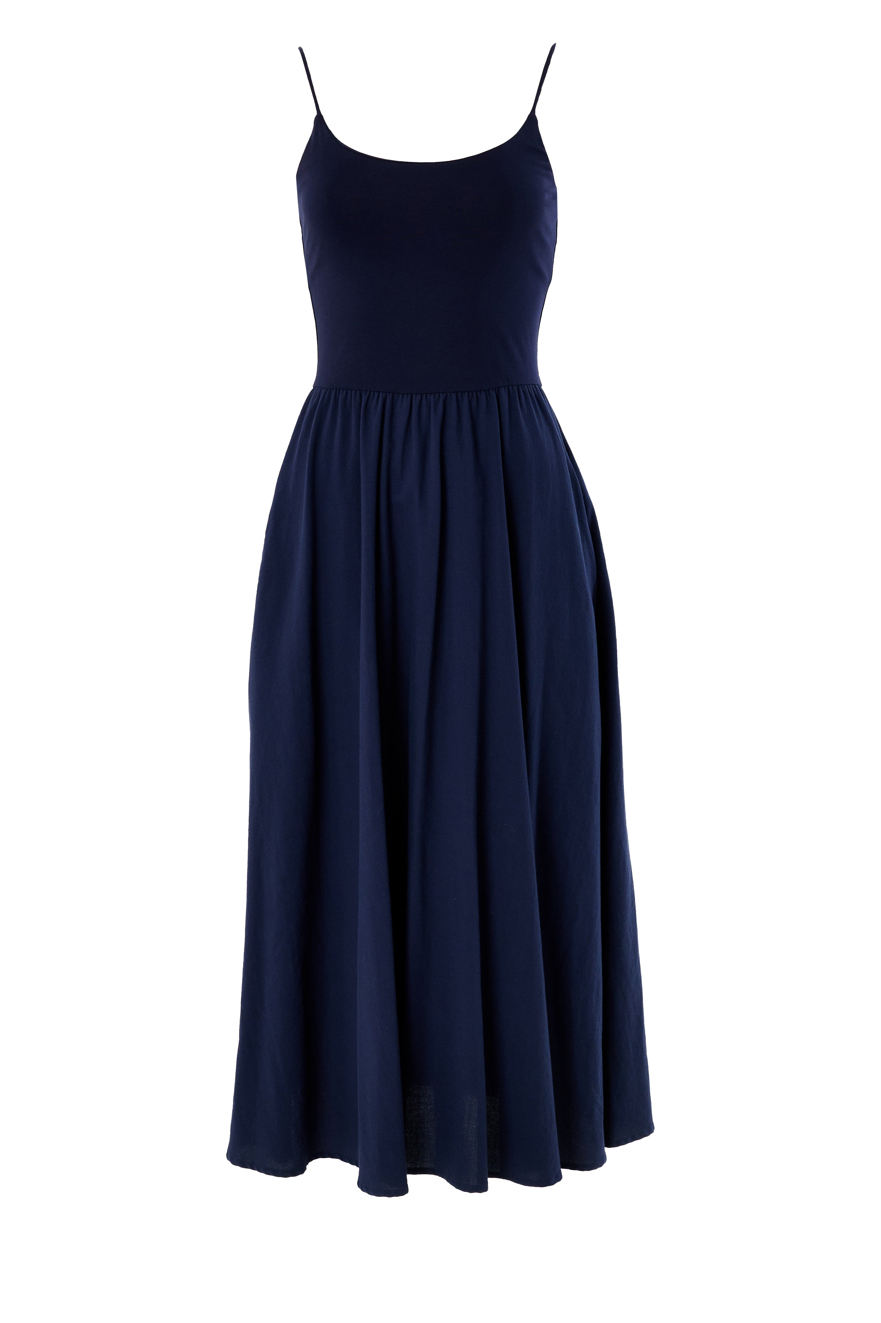 Soumia Jersey Bodice And Recycled Cotton Skirt Midaxi Dress - Navy