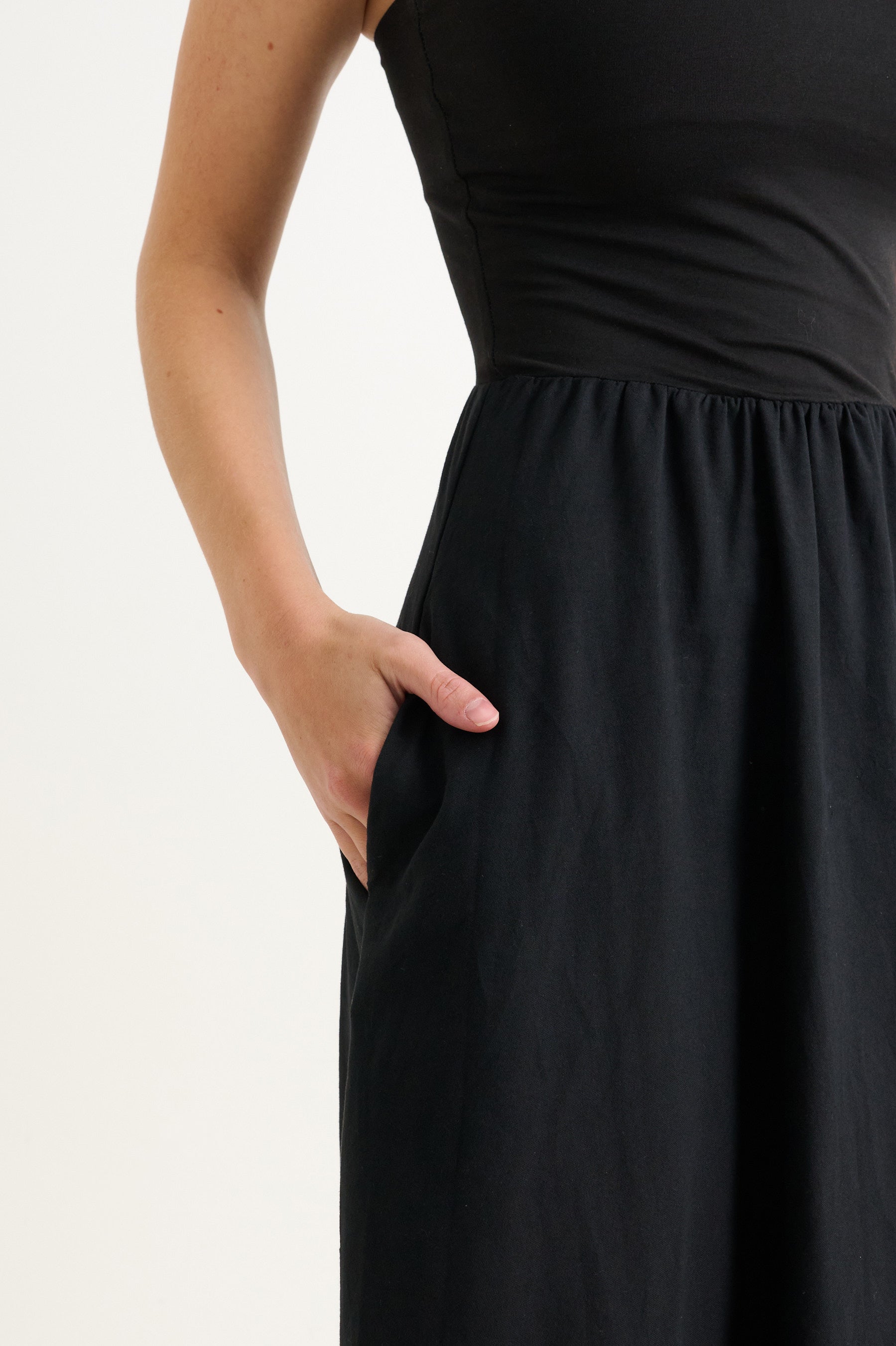 Soumia Jersey Bodice And Recycled Cotton Skirt Midaxi Dress - Black - Detail 2