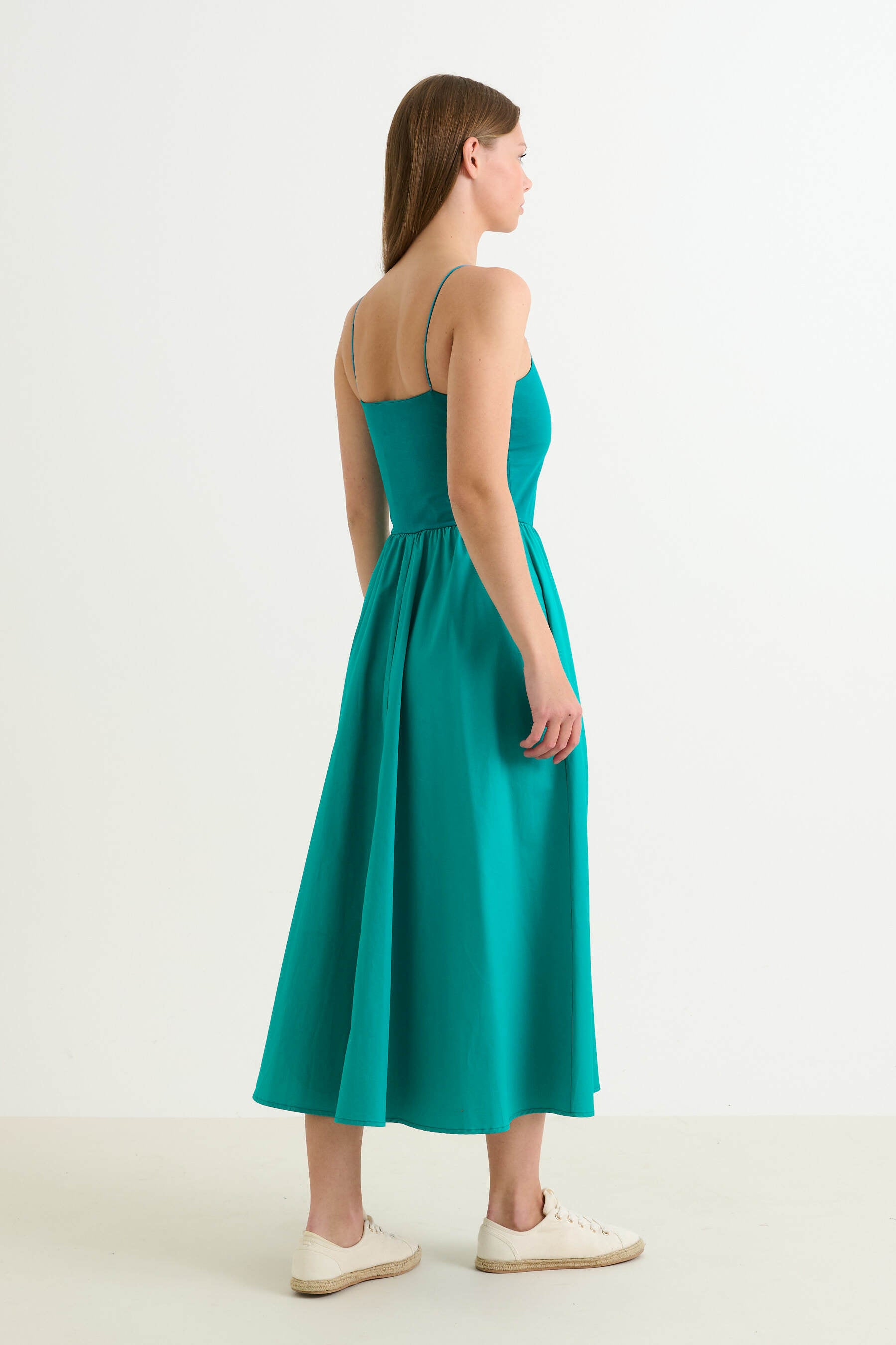 Soumia Jersey Bodice And Recycled Cotton Skirt Midaxi Dress - Sea Green