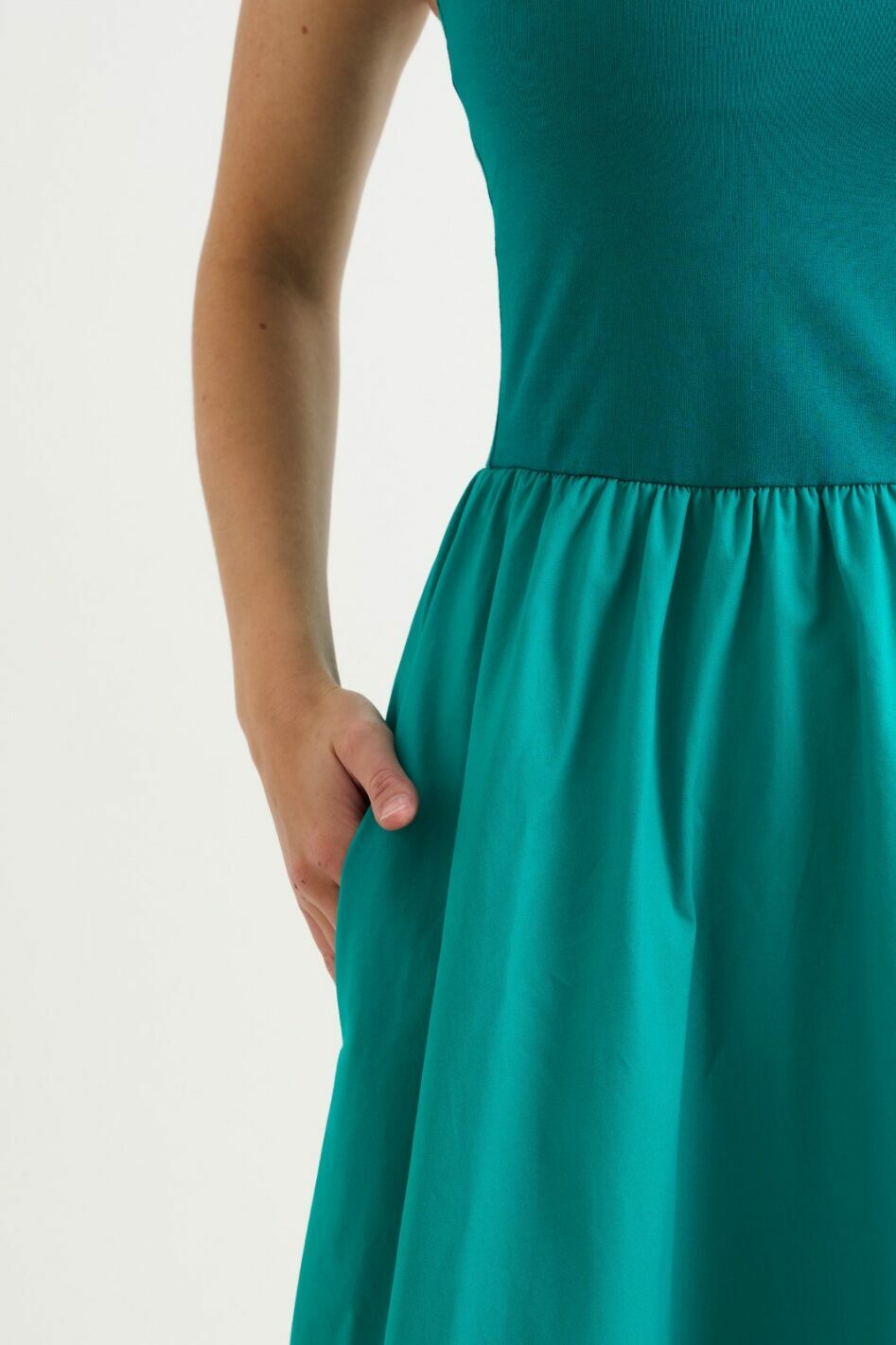 Soumia Jersey Bodice And Recycled Cotton Skirt Midaxi Dress - Sea Green - View 4