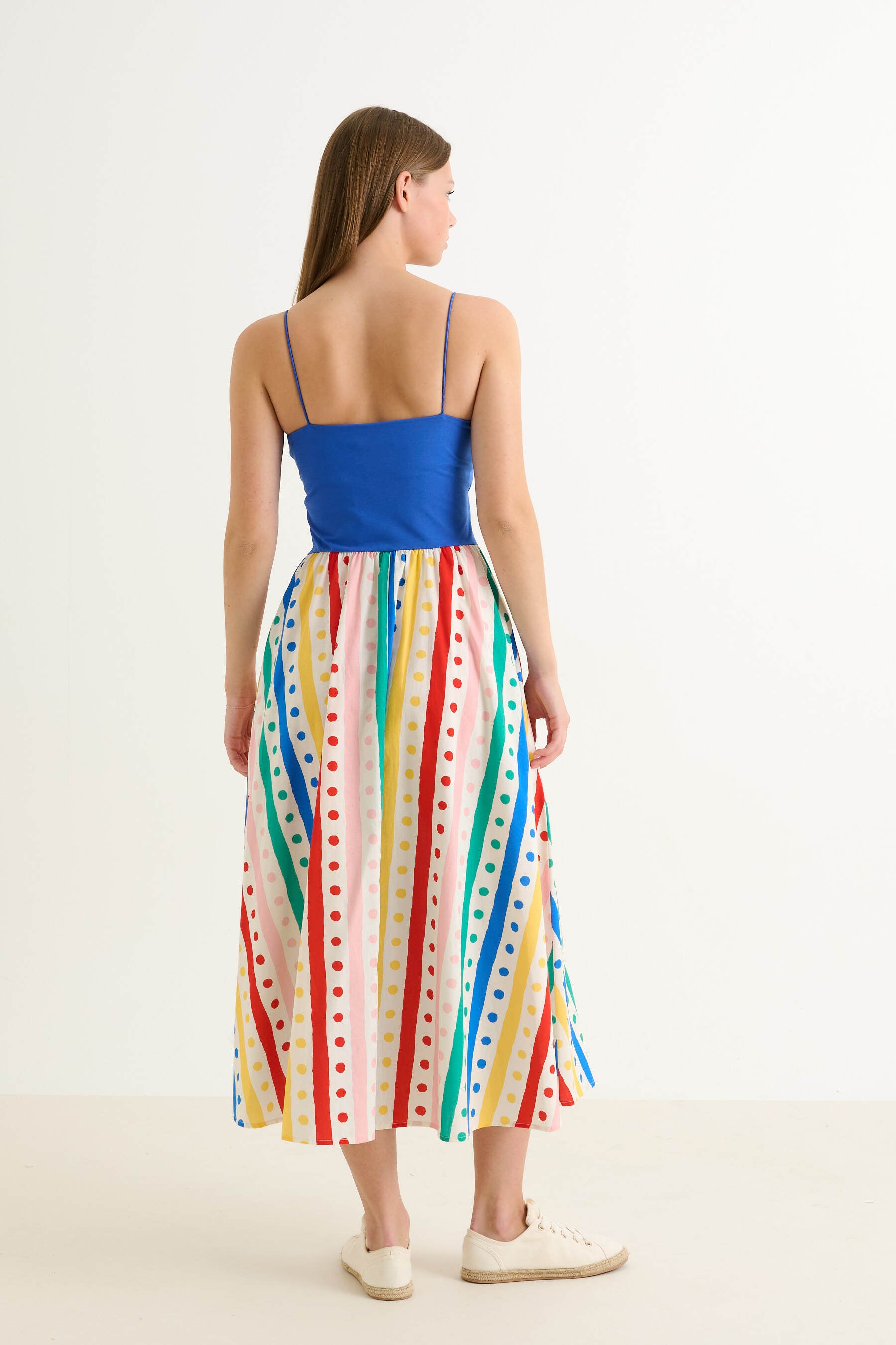 Soumia Spots And Stripes Strappy Jersey Top Maxi Dress