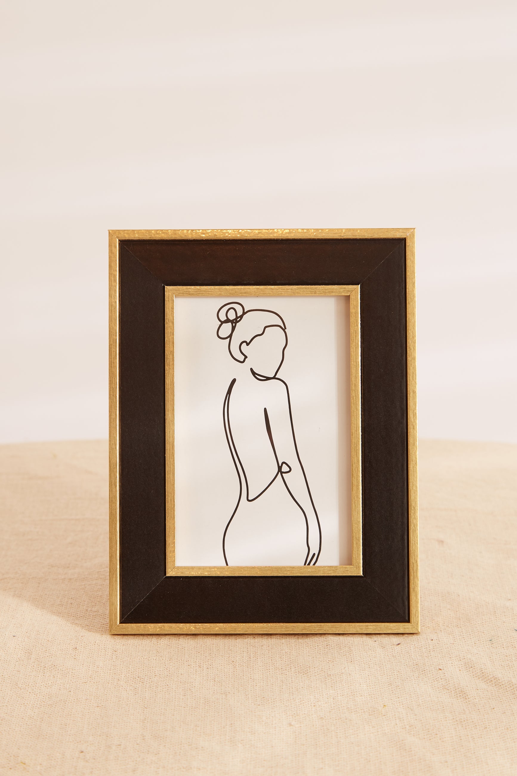 Black & Gold Border Picture Frame - Styled