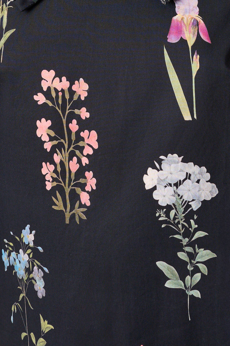 Aditi Flower Press Print Tie Neck Blouse