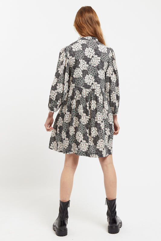 Suzanne Flower Patch Print Throw On  Mini Dress